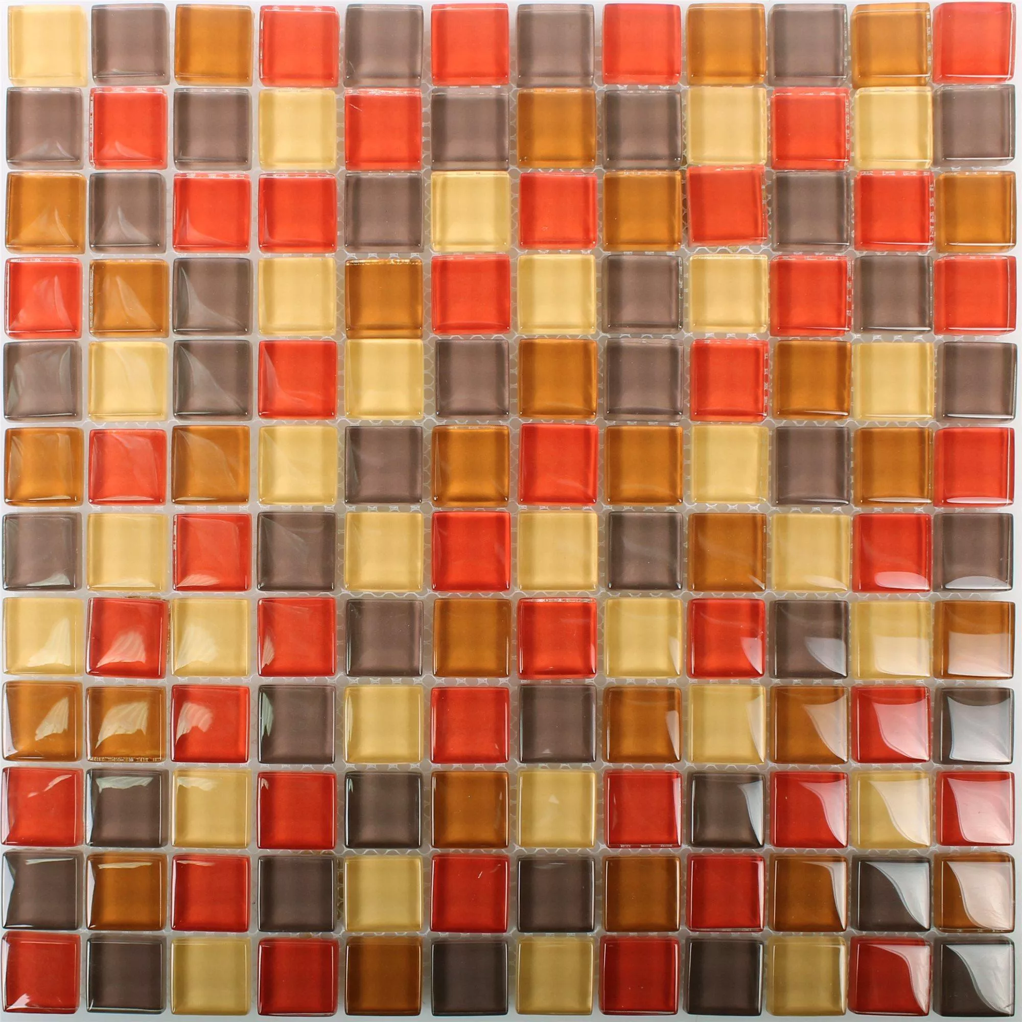 Mozaika Szklana Płytki 23x23x8mm Czerwone Mix