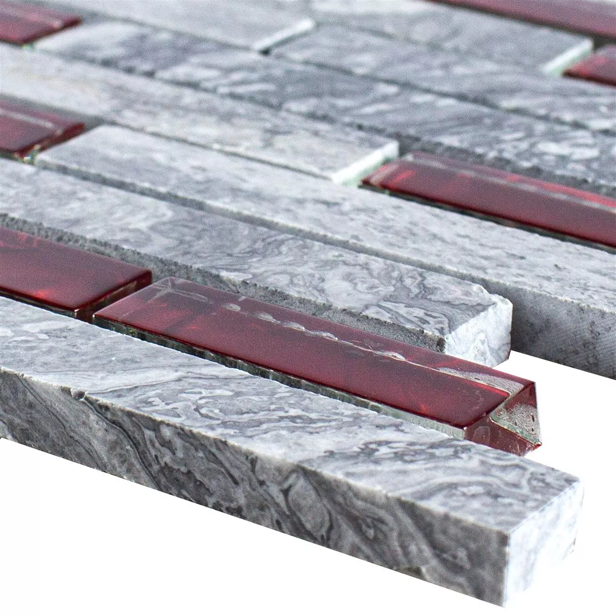 Szklana Mozaika Z Kamienia Naturalnego Płytki Sinop Szary Czerwone Brick