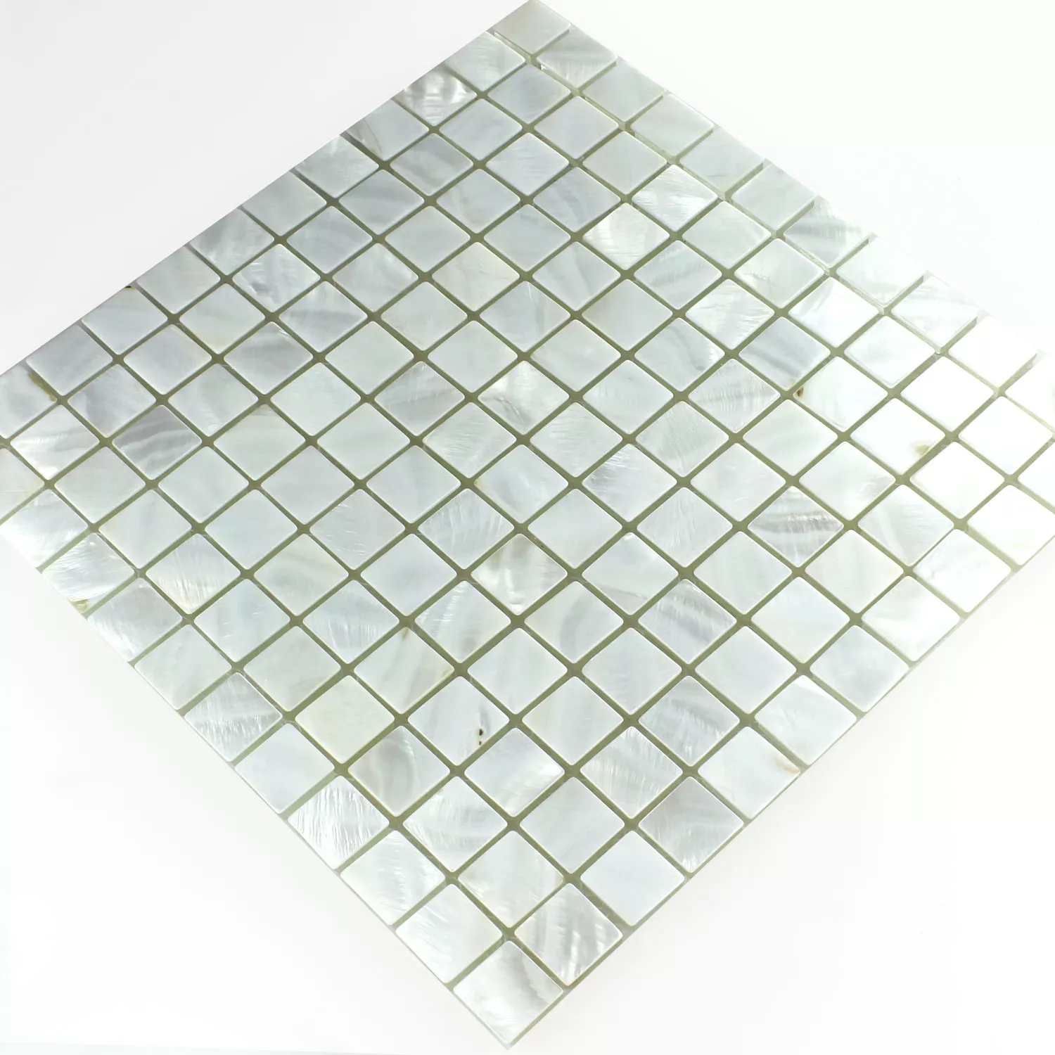 Mozaika Szkło Masa Perłowa Efekt Kość Słoniowa Biały 23x23x8mm