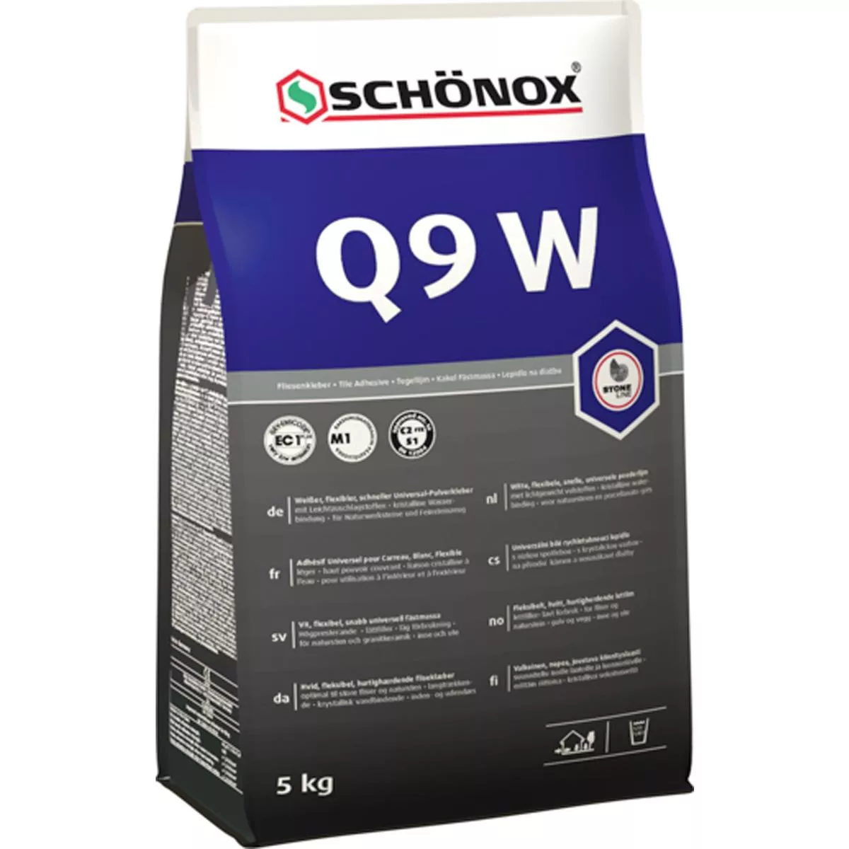 Klej do płytek Schönox Q9 W Biały elastyczny uniwersalny klej proszkowy 5 KG