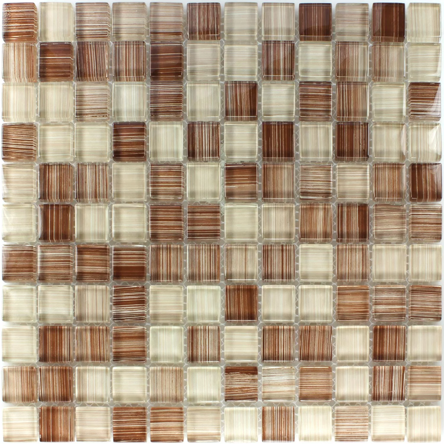 Mozaika Szklana Płytki Brązowy Beżowy Paski