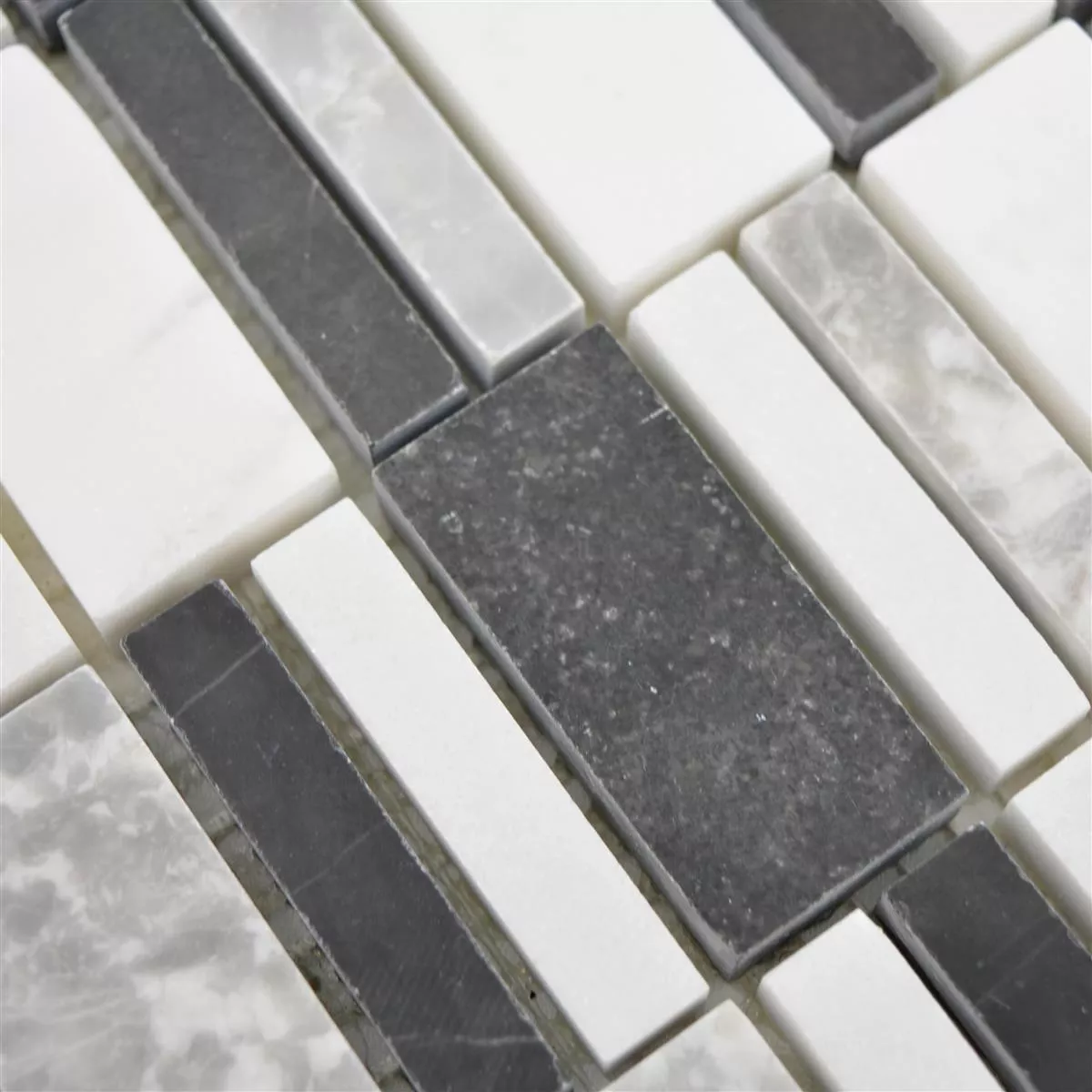 Marmur Mozaika Sunbury Czarny Szary Biały