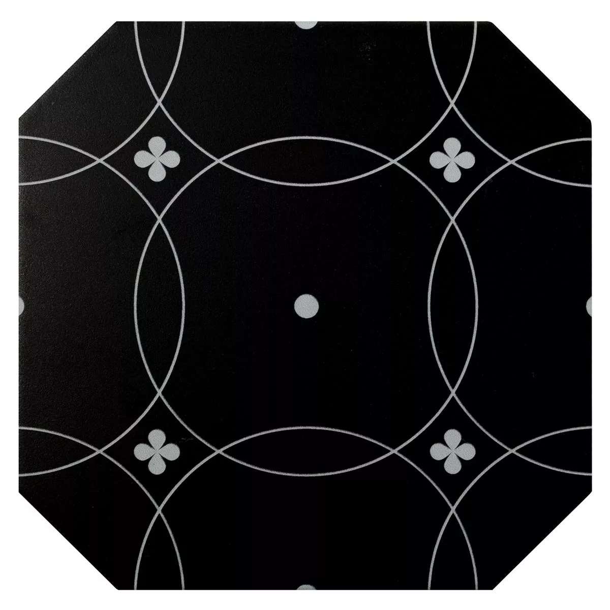 Gres Płytki Genexia Czarny Biały Decor 1 Ośmiokąt 20x20cm