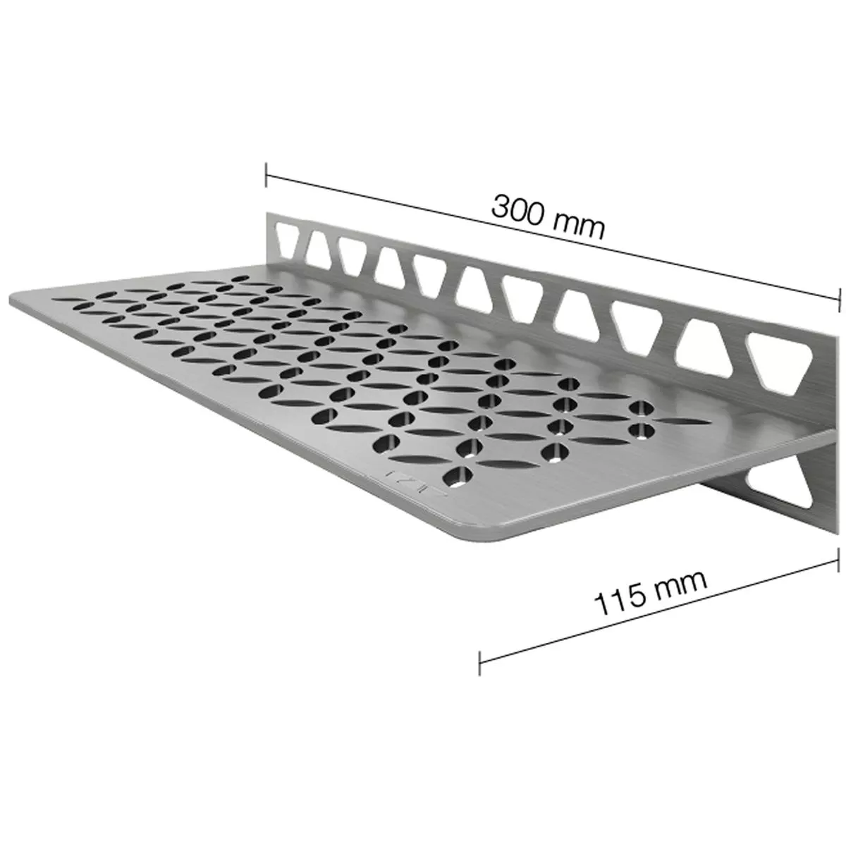 Półka prysznicowa półka ścienna Schlüter prostokąt 30x11,5cm kwiatowy srebrny