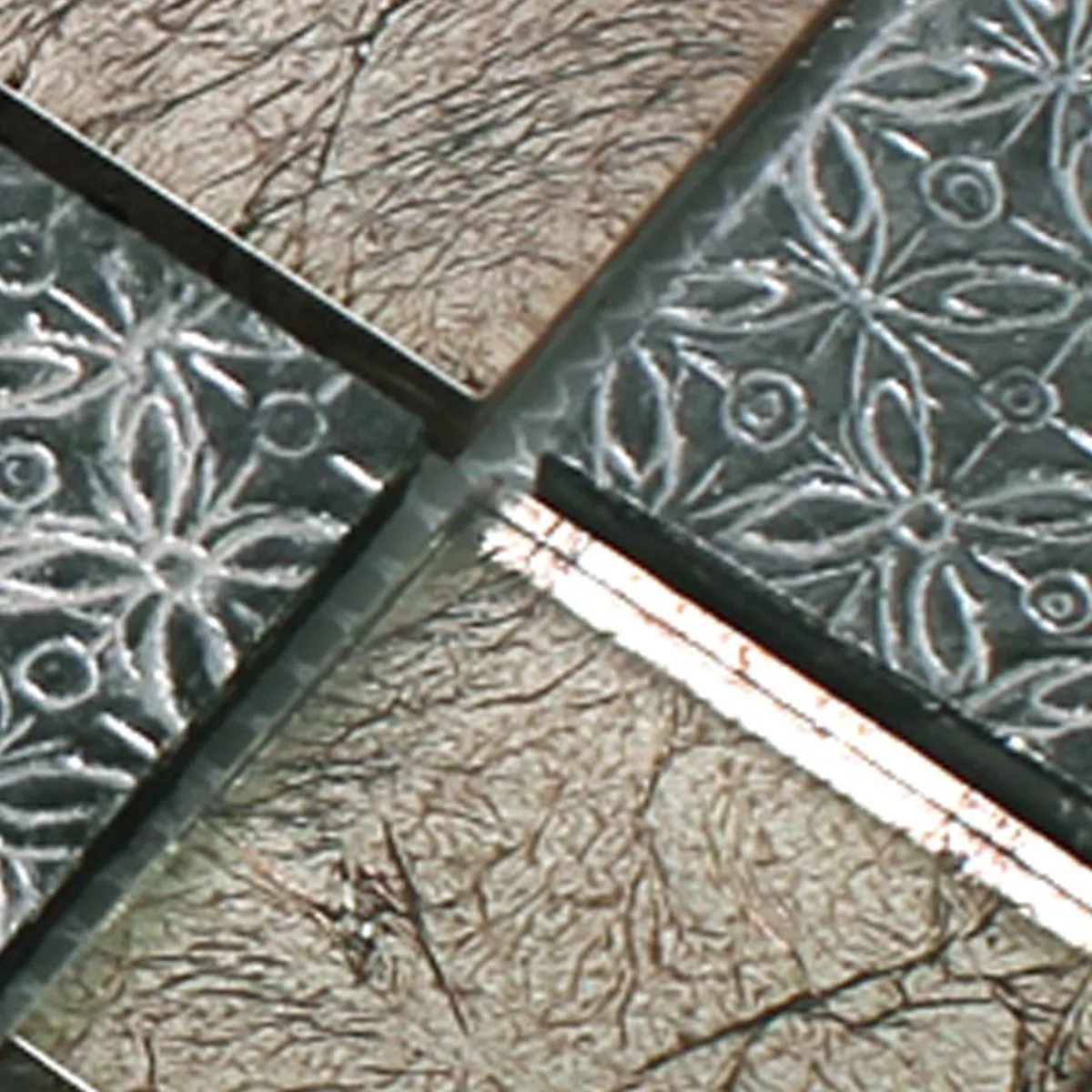 Próbka Mozaika Szkło Żywica Kamień Naturalny Friesia Srebrny