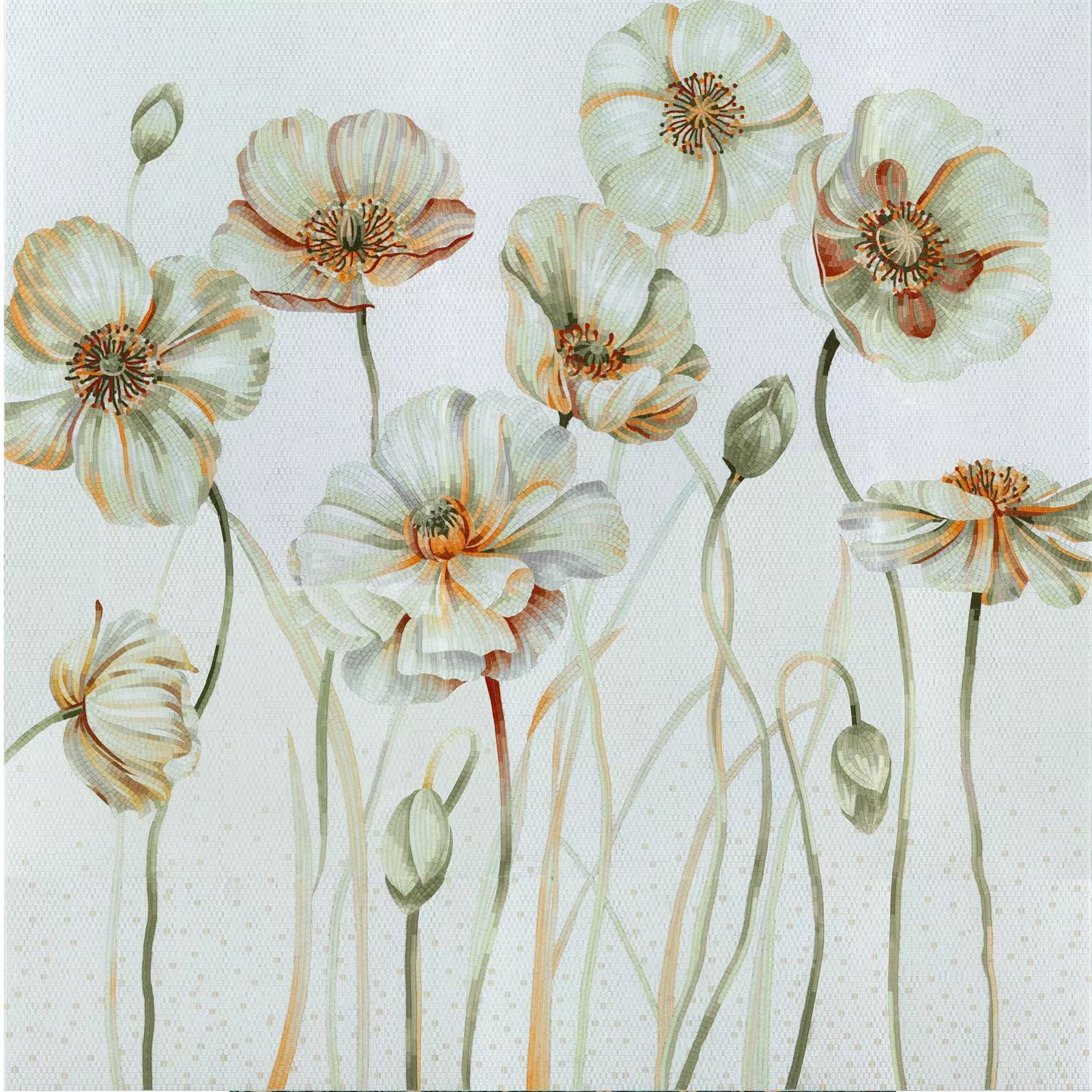 Mozaika Szklana Obraz White Poppy 130x240cm Mozaika Szklana Obraz White Poppy 130x240cm