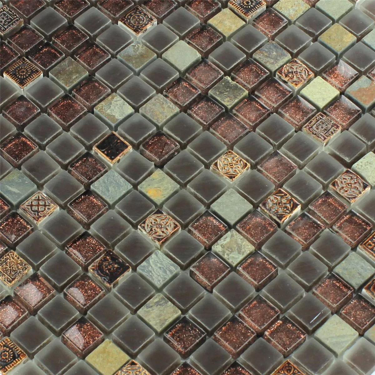 Szkło Wapień Mozaika Kwarcytowa Płytki Połyskiwać 15x15x8mm
