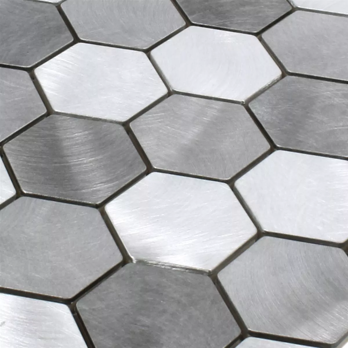 Próbka Mozaika Aluminium Manhatten Sześciokąt Szary Srebrny