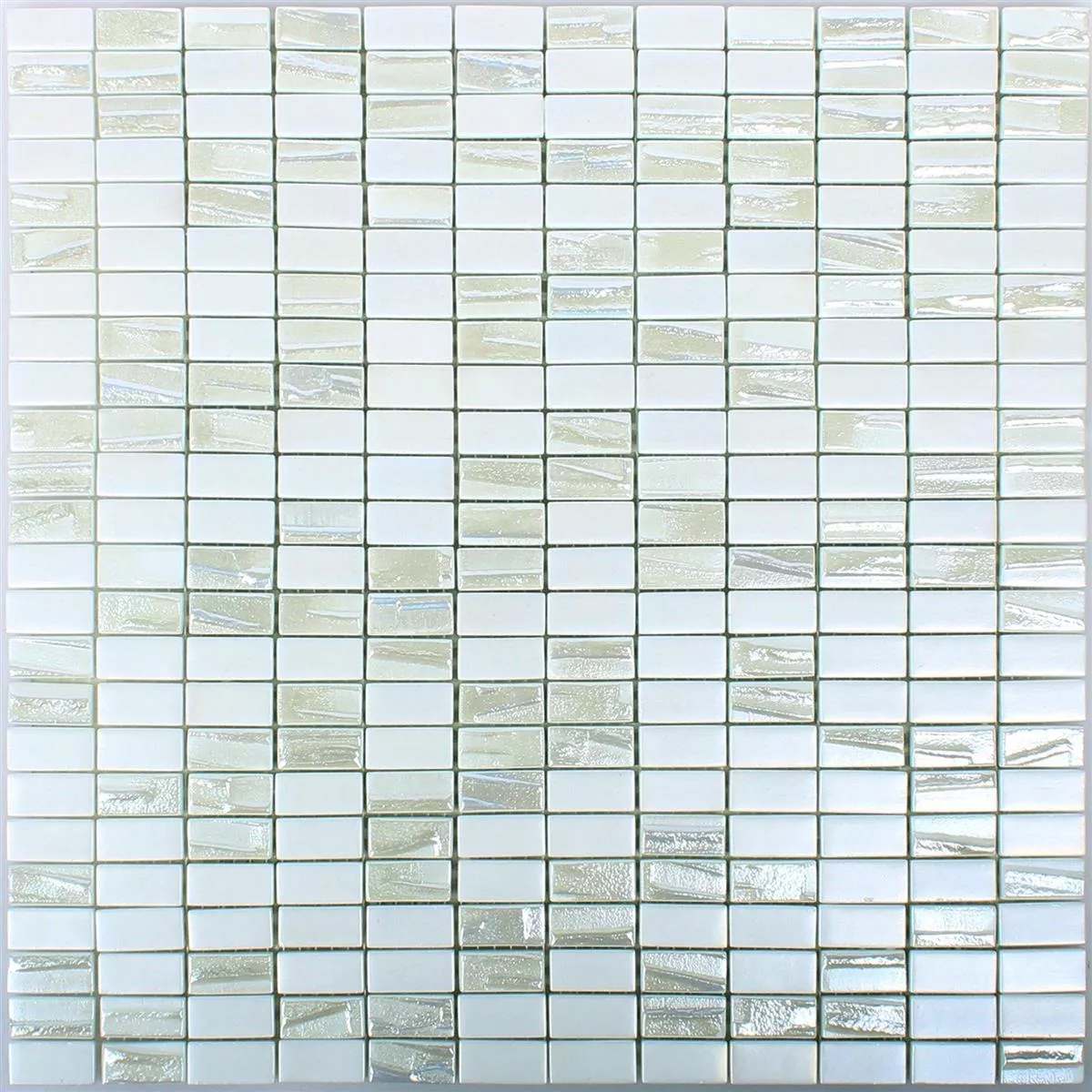 Próbka Mozaika Szklana Płytki Presley Biały Metallic Pałeczki