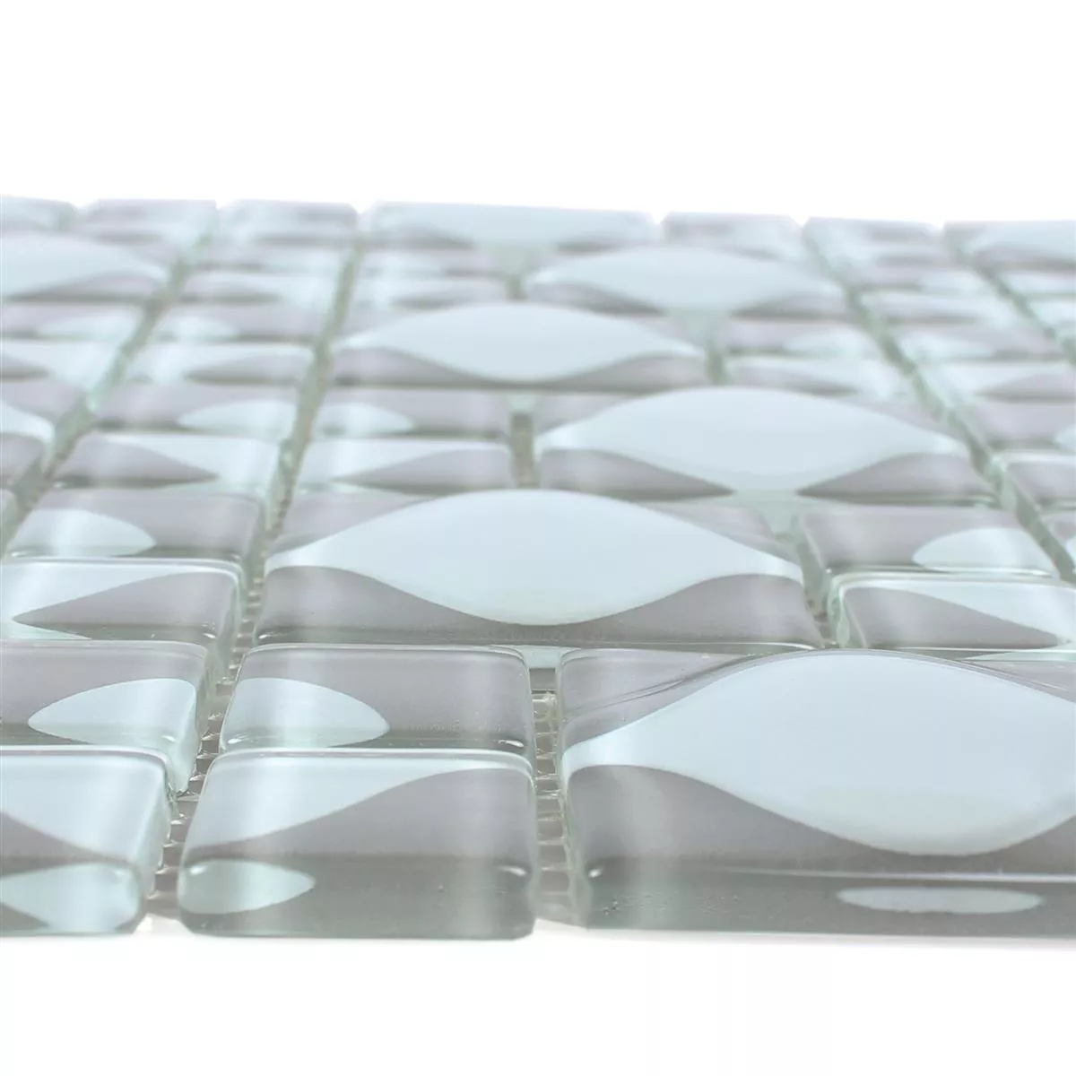 Próbka Mozaika Szklana Płytki Nokta Szary Biały 3D