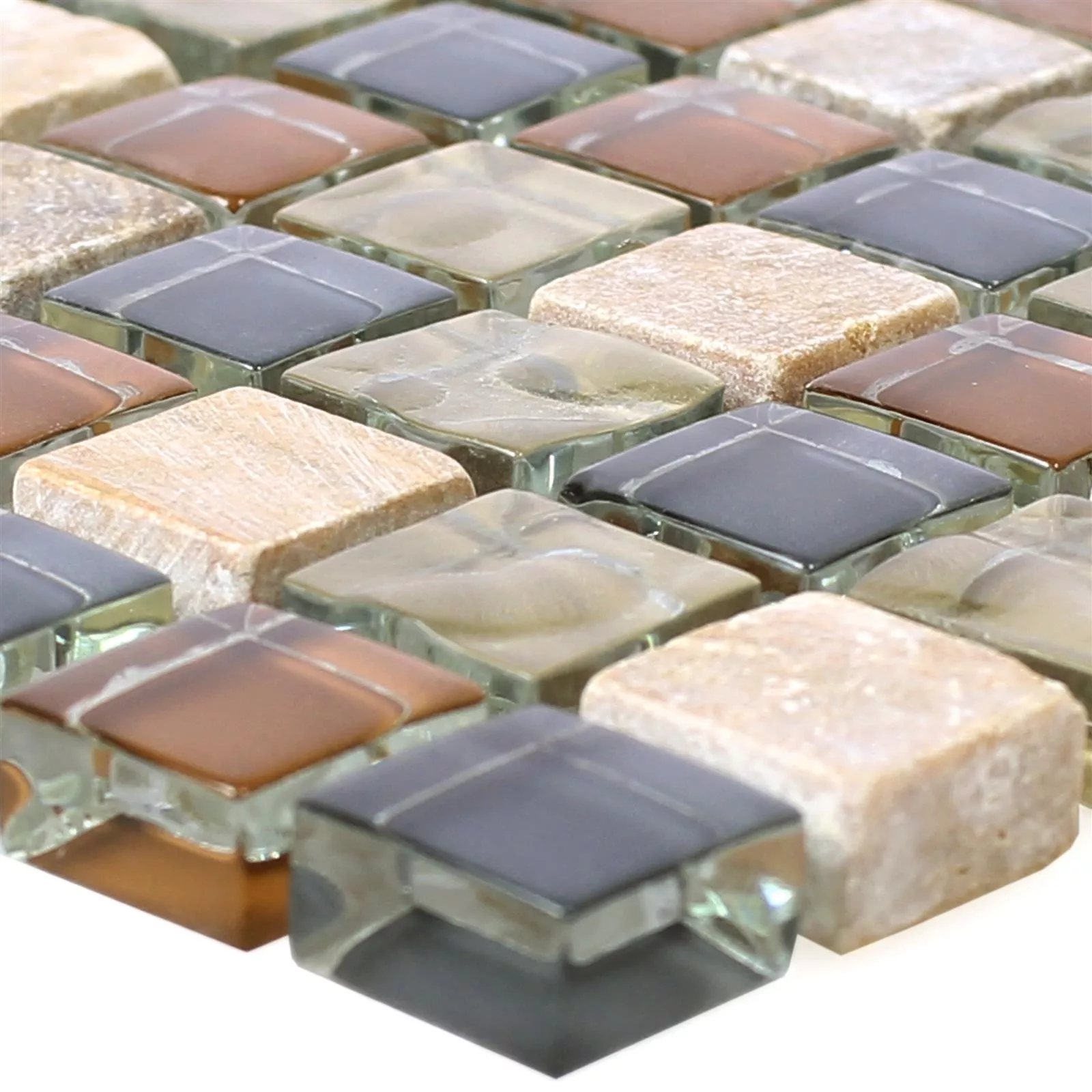 Próbka Mozaika Szklana Plytka Z Naturalnego Kamienia Festus Brązowy Beżowy Szary