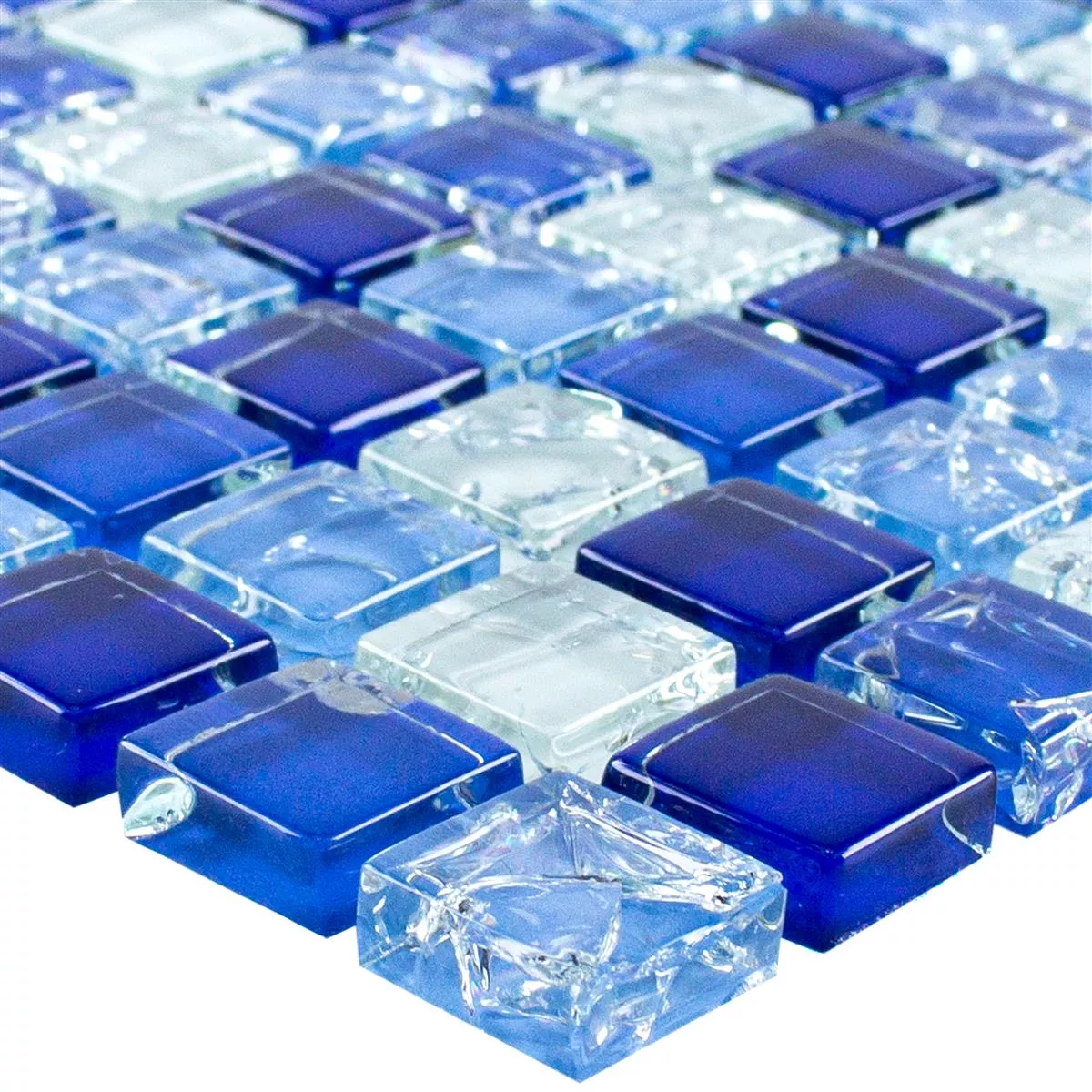 Próbka Mozaiki Szklana Płytki Overland Niebieski Biały