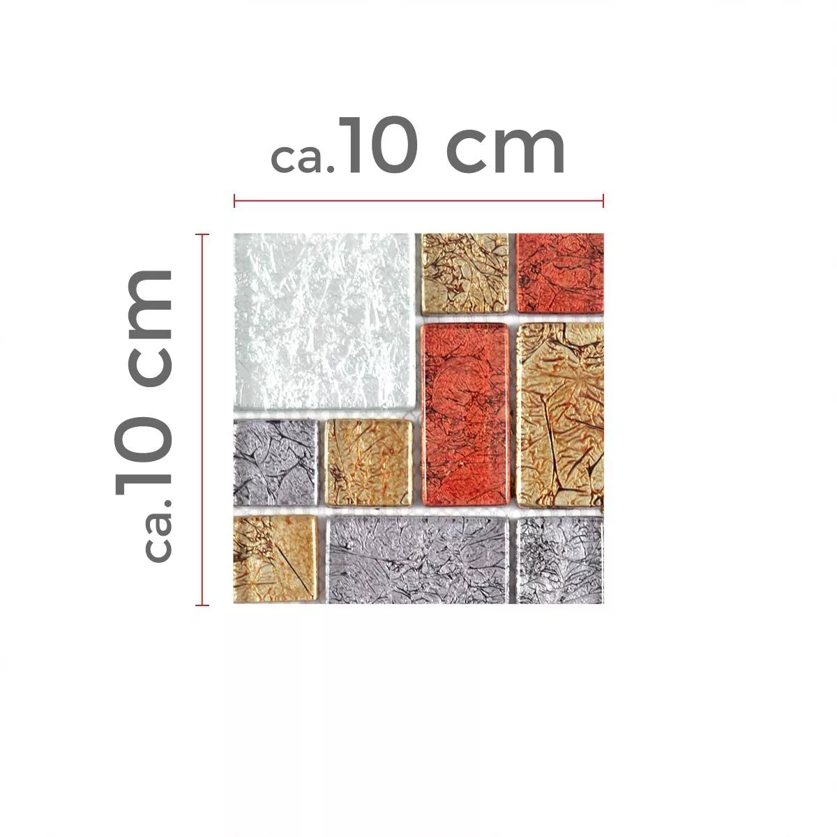 Próbka Mozaika Szklana Płytki Curlew Czerwone Brązowy Srebrny ix