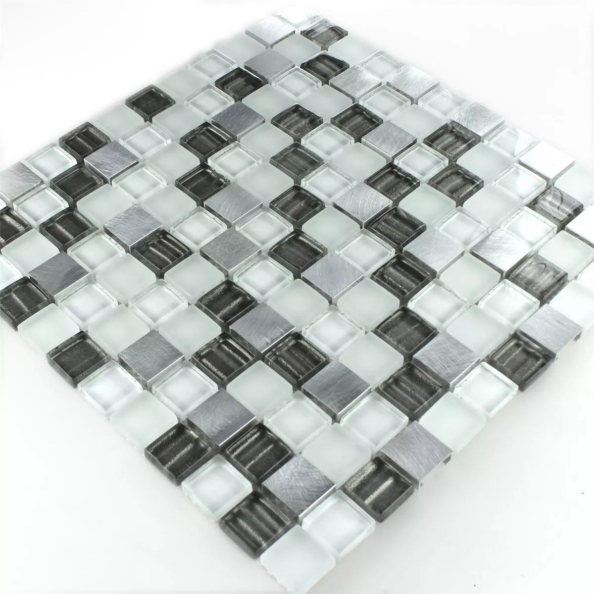 Mozaika Szkło Aluminium Srebrny Szary