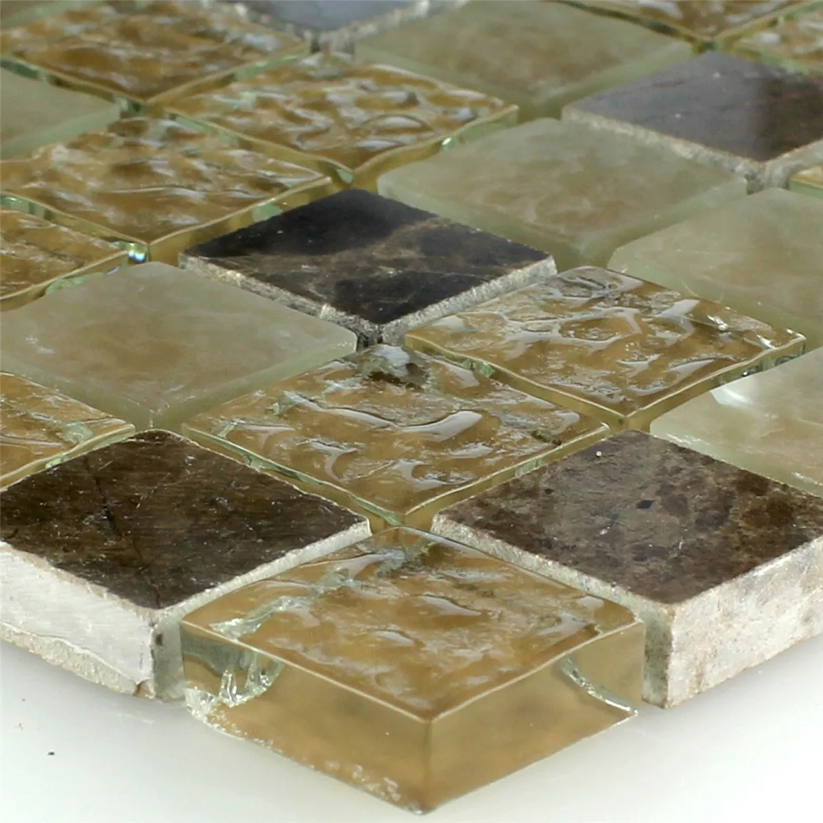 Mozaika Szkło Marmur Beżowy Brązowy Falisty