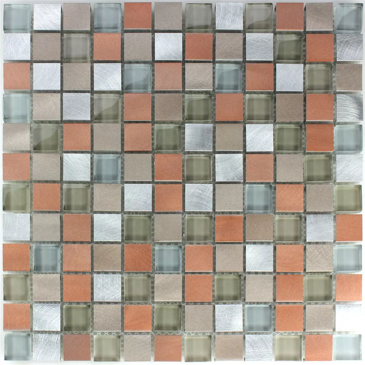 Mozaika Szkło Aluminium Metal Pomarańczowy Srebrny Mix