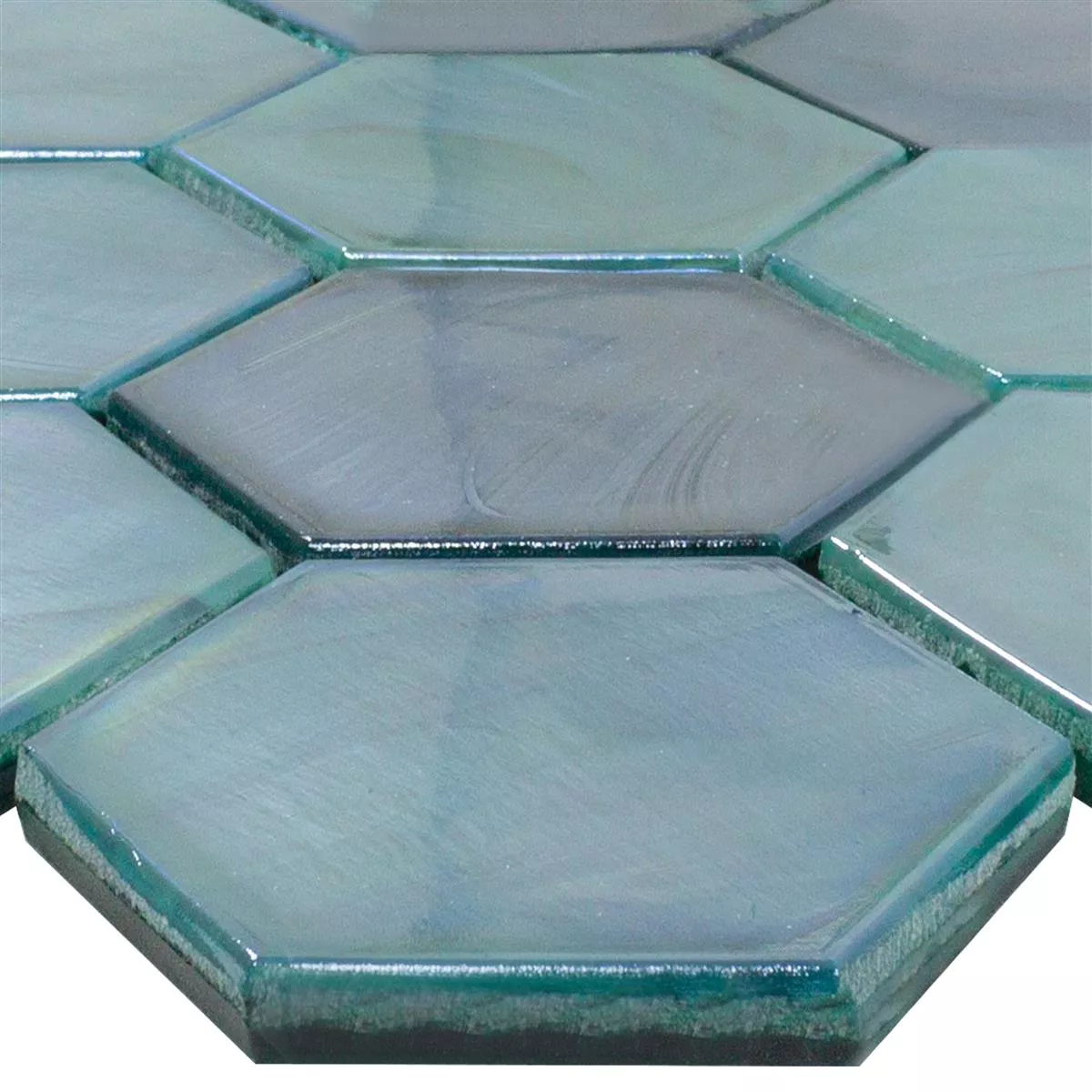 Mozaiki Szklana Płytki Andalucia Sześciokąt Zielone morze