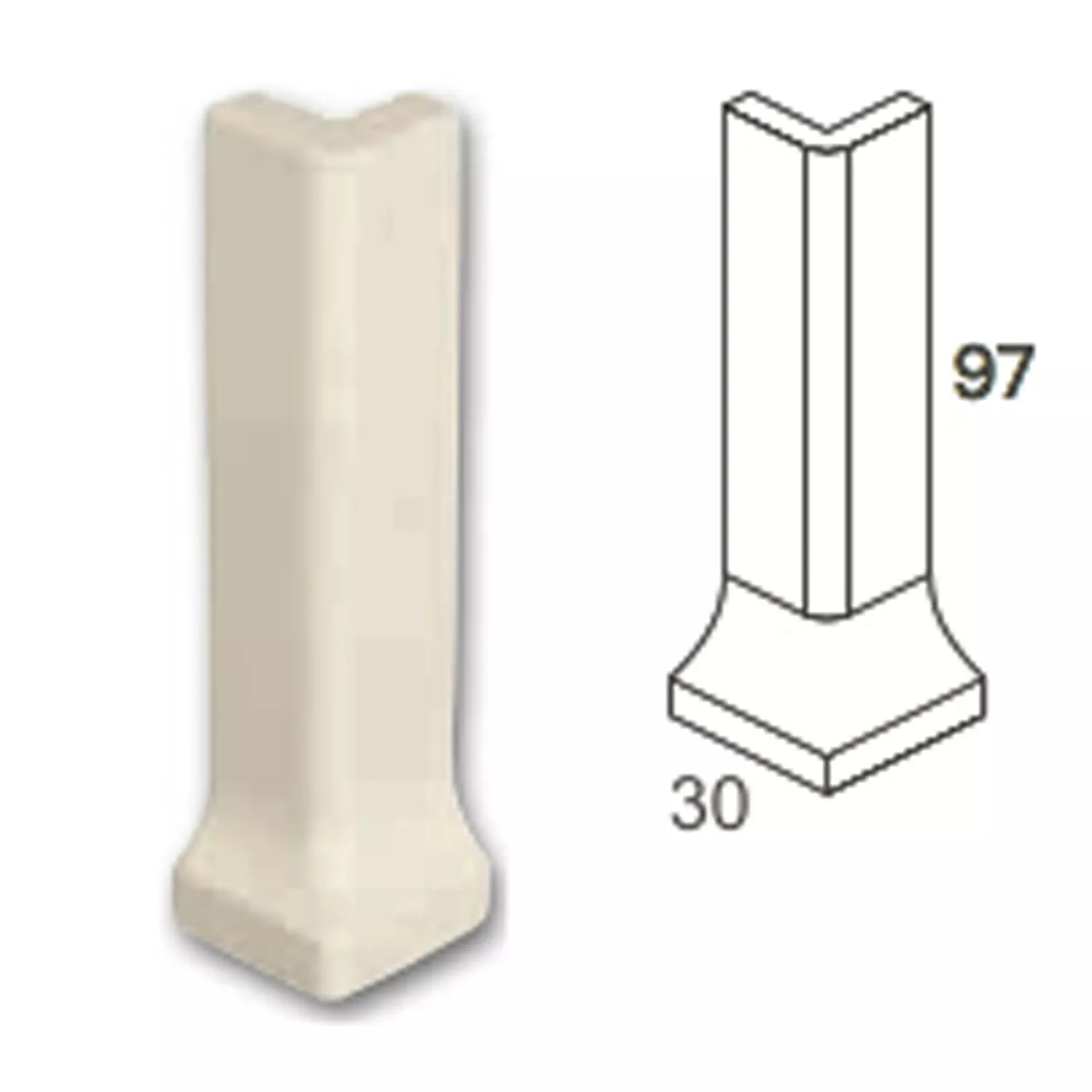 Zewnątrz Kąt Drobne Ziarno Płytka Kremowa 10x3cm