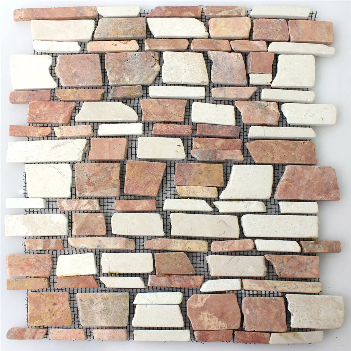 Próbka Mozaika Marmur Kamień Naturalny Brick Biancone Rosso
