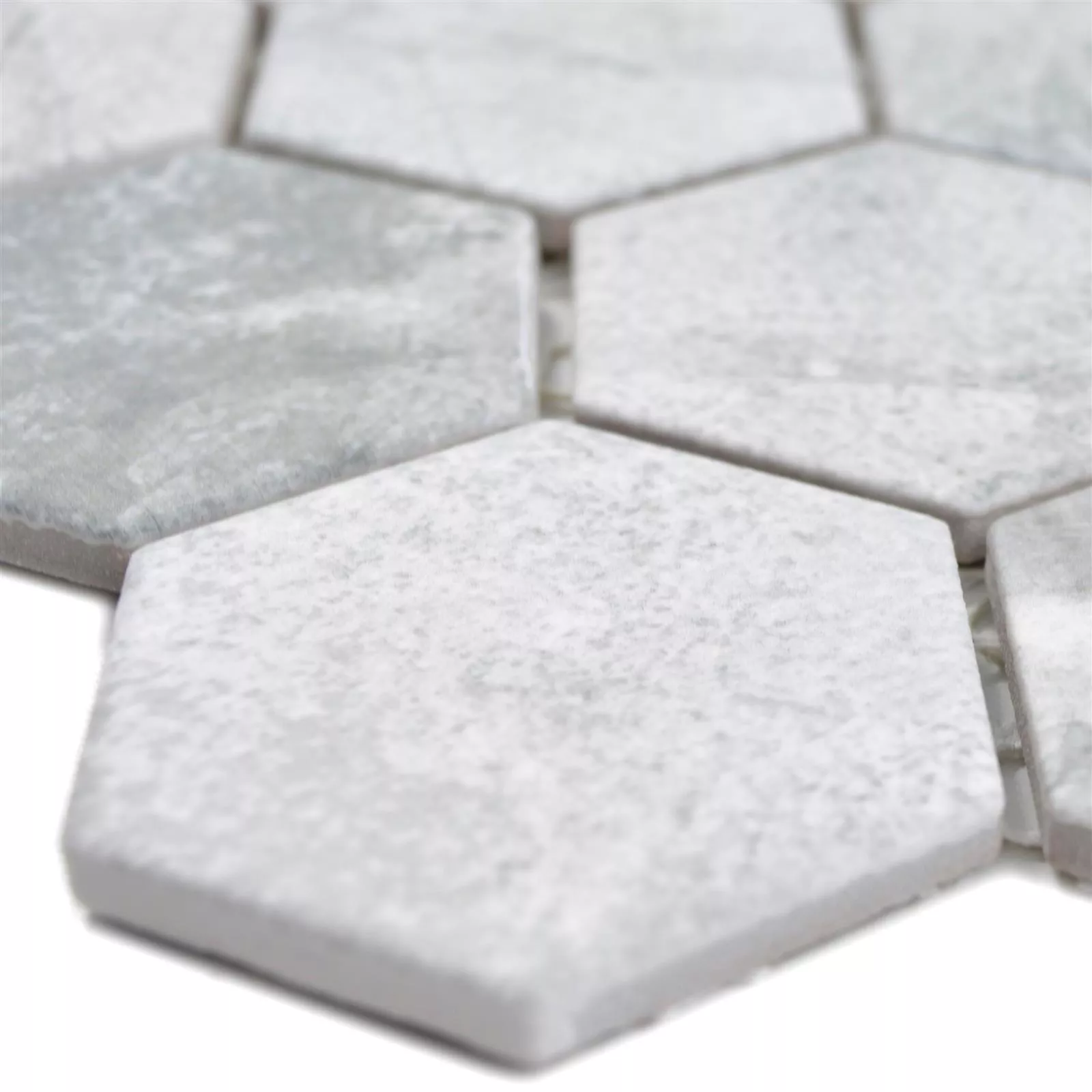Próbka Mozaika Ceramiczna Comtessa Sześciokąt Cement Optyka Jasnoszary