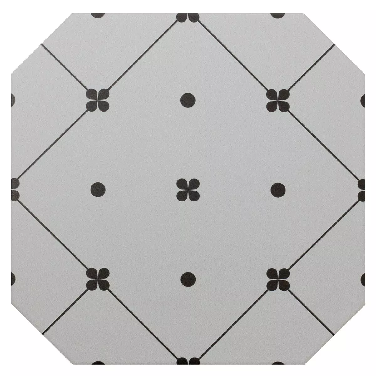 Gres Płytki Genexia Czarny Biały Decor 3 Ośmiokąt 20x20cm