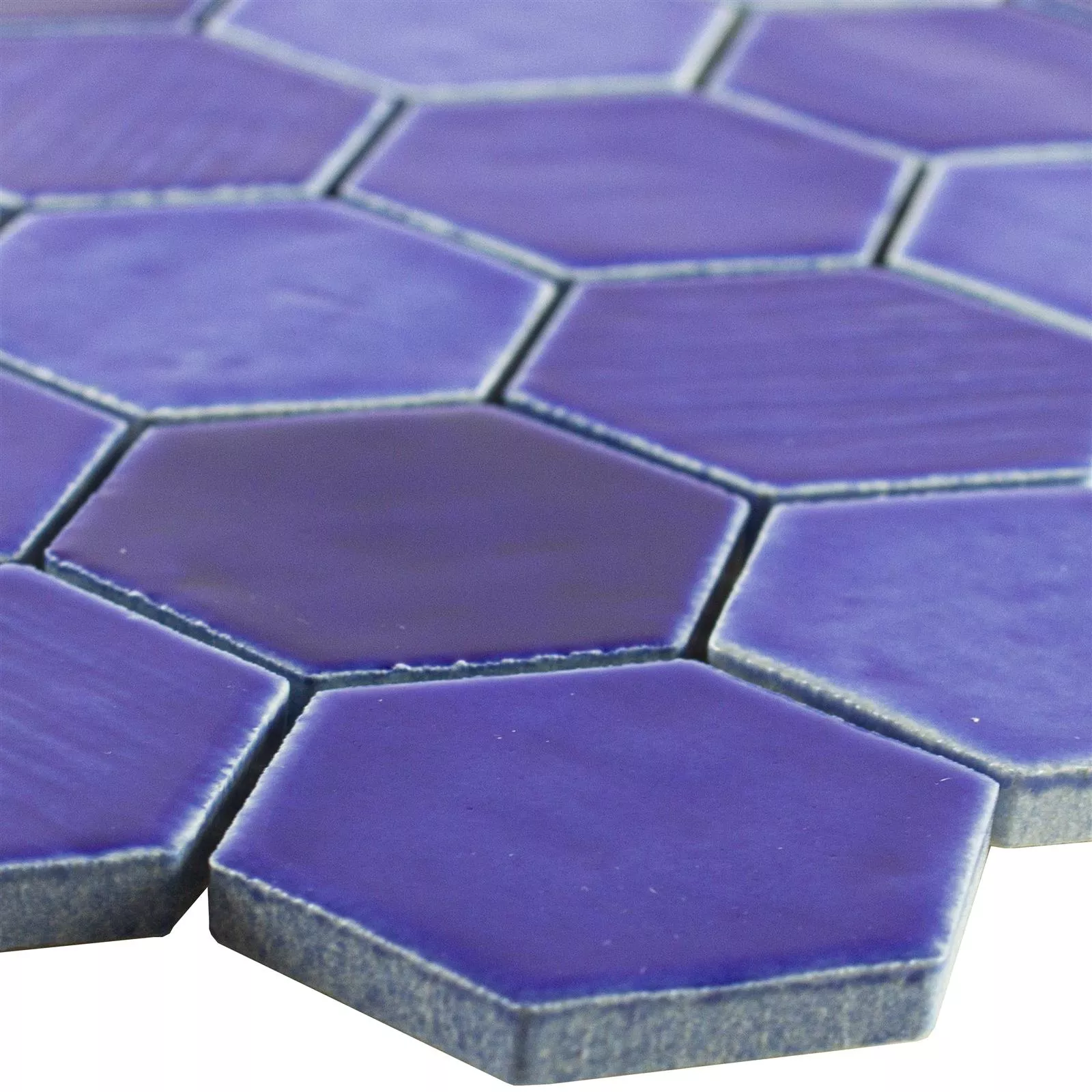 Próbka Ceramika Mozaika Roseburg Sześciokąt Błyszczący Niebieski