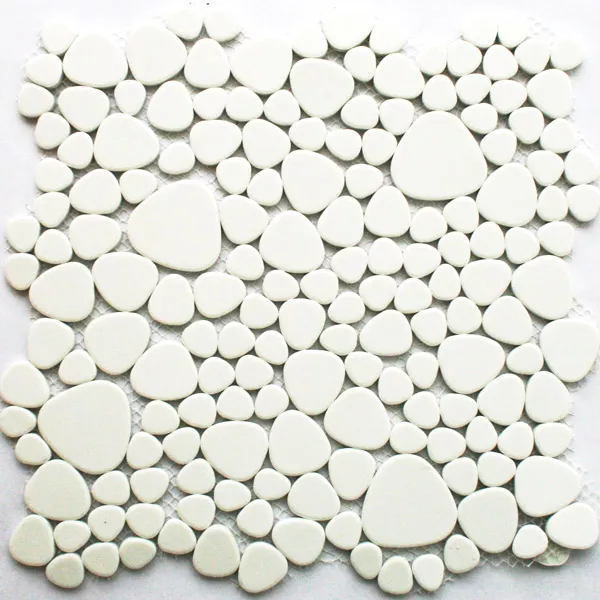 Mozaika Ceramika Kamień Otoczak Optyka Biały Błyszczący