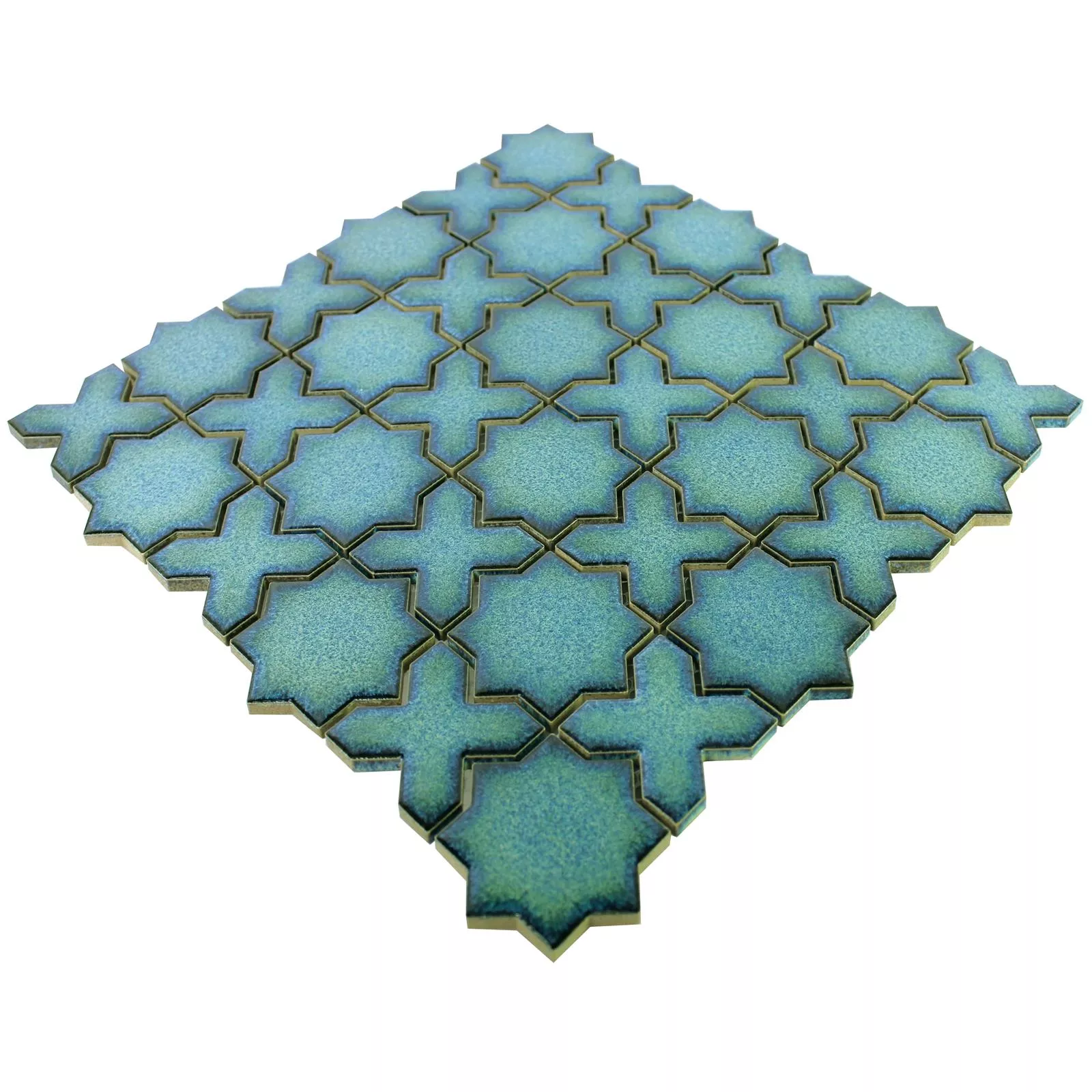 Próbka Mozaika Ceramiczna Płytki Puebla Gwiazda Niebieski