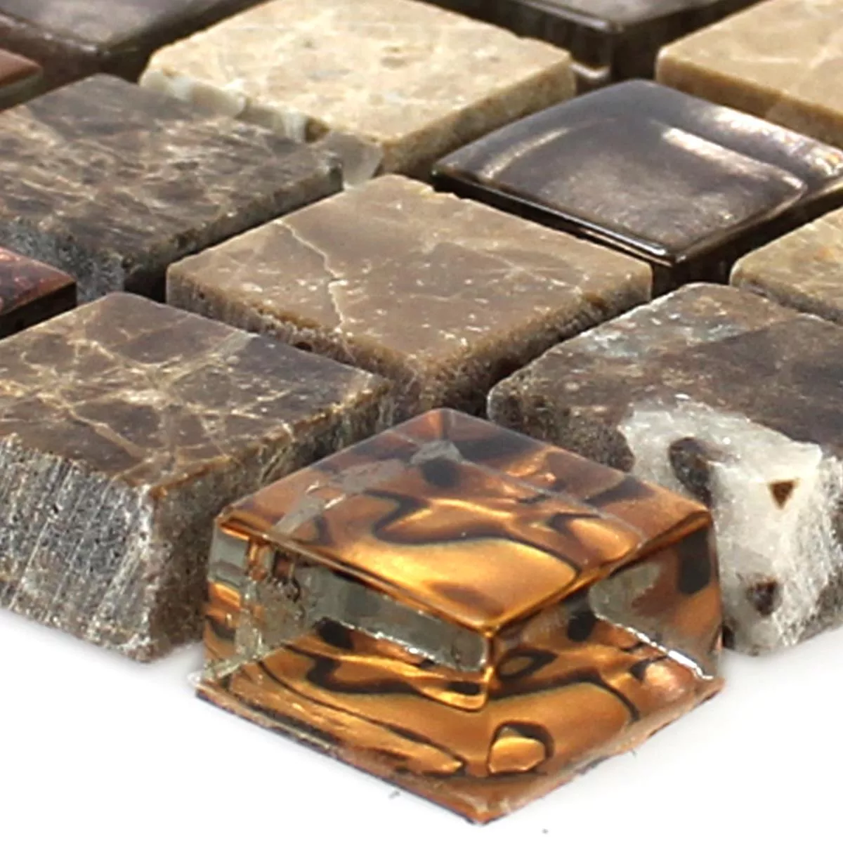 Próbka Mozaika Szkło Kamień Naturalny Beżowy Brązowy 