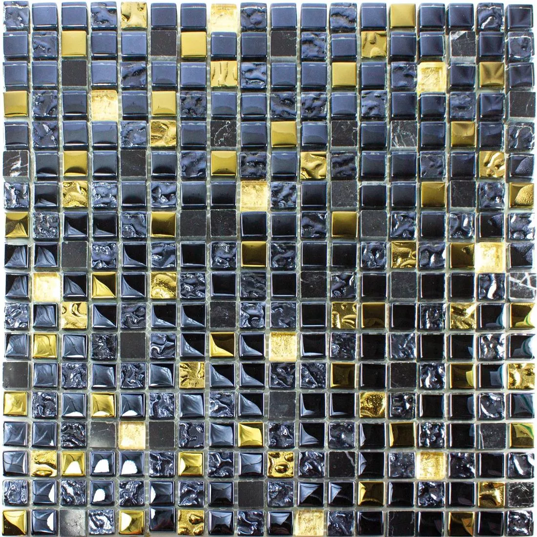 Szkło Kamień Naturalny Mozaika Cooktown Czarny Złoto