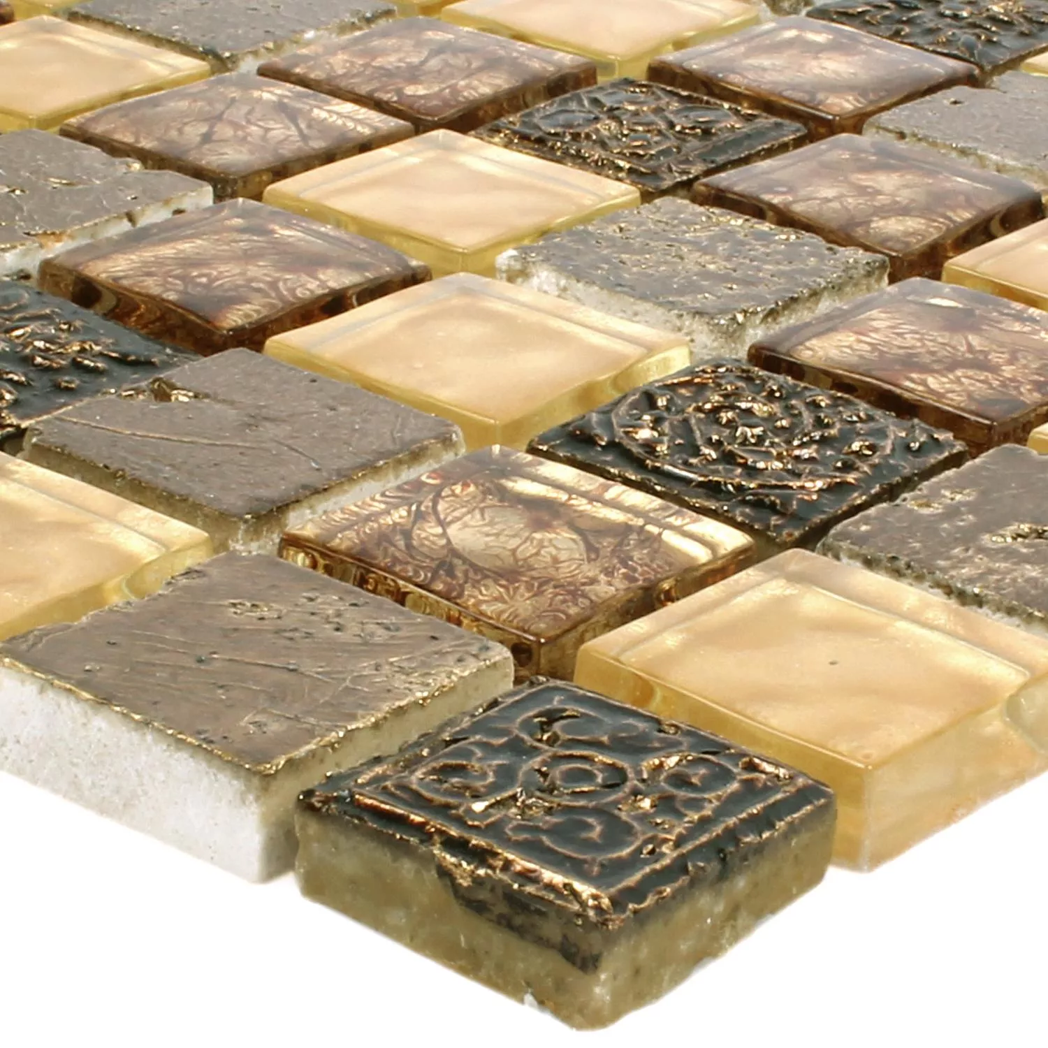 Próbka Mozaika Szkło Kamień Naturalny Maya Złoto