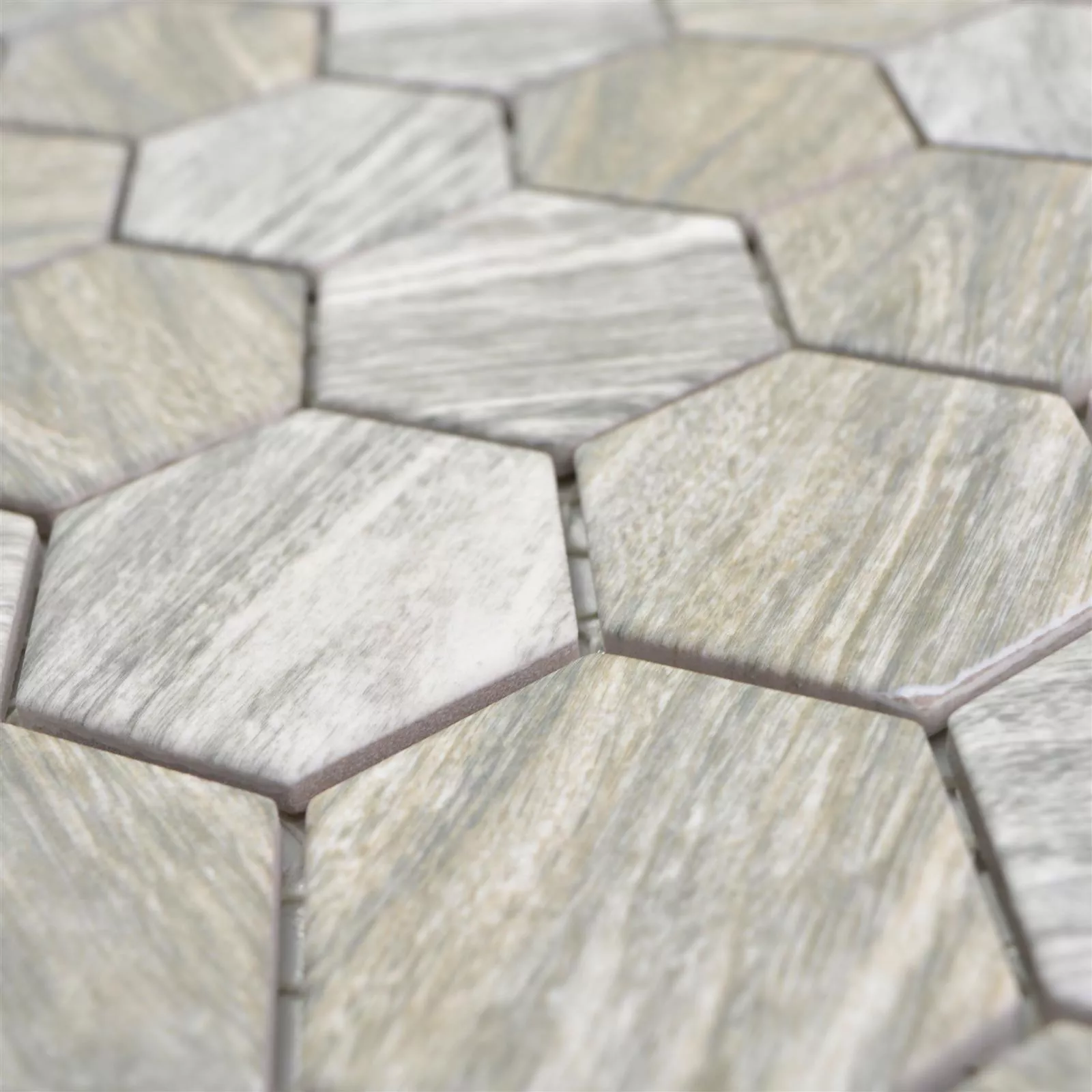 Próbka Mozaika Ceramiczna Płytki Elmshorn Sześciokąt Kamień Optyka Szary