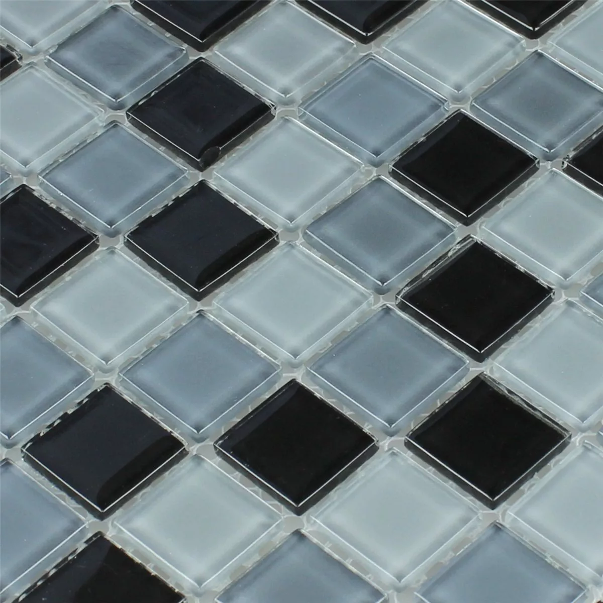 Mozaika Szklana Płytki Czarny Mix 25x25x4mm