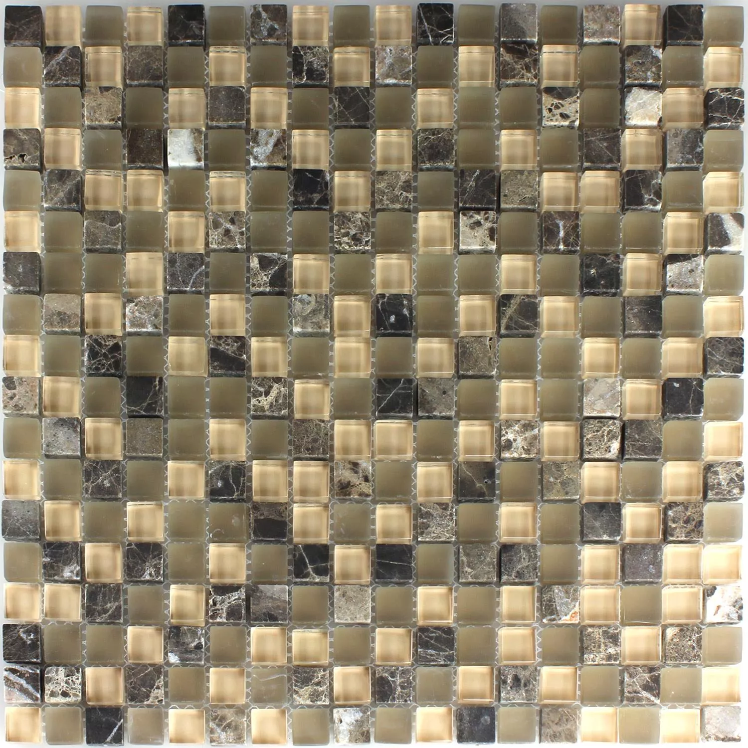 Mozaika Szkło Marmur 15x15x8mm Brązowy Beżowy Mix