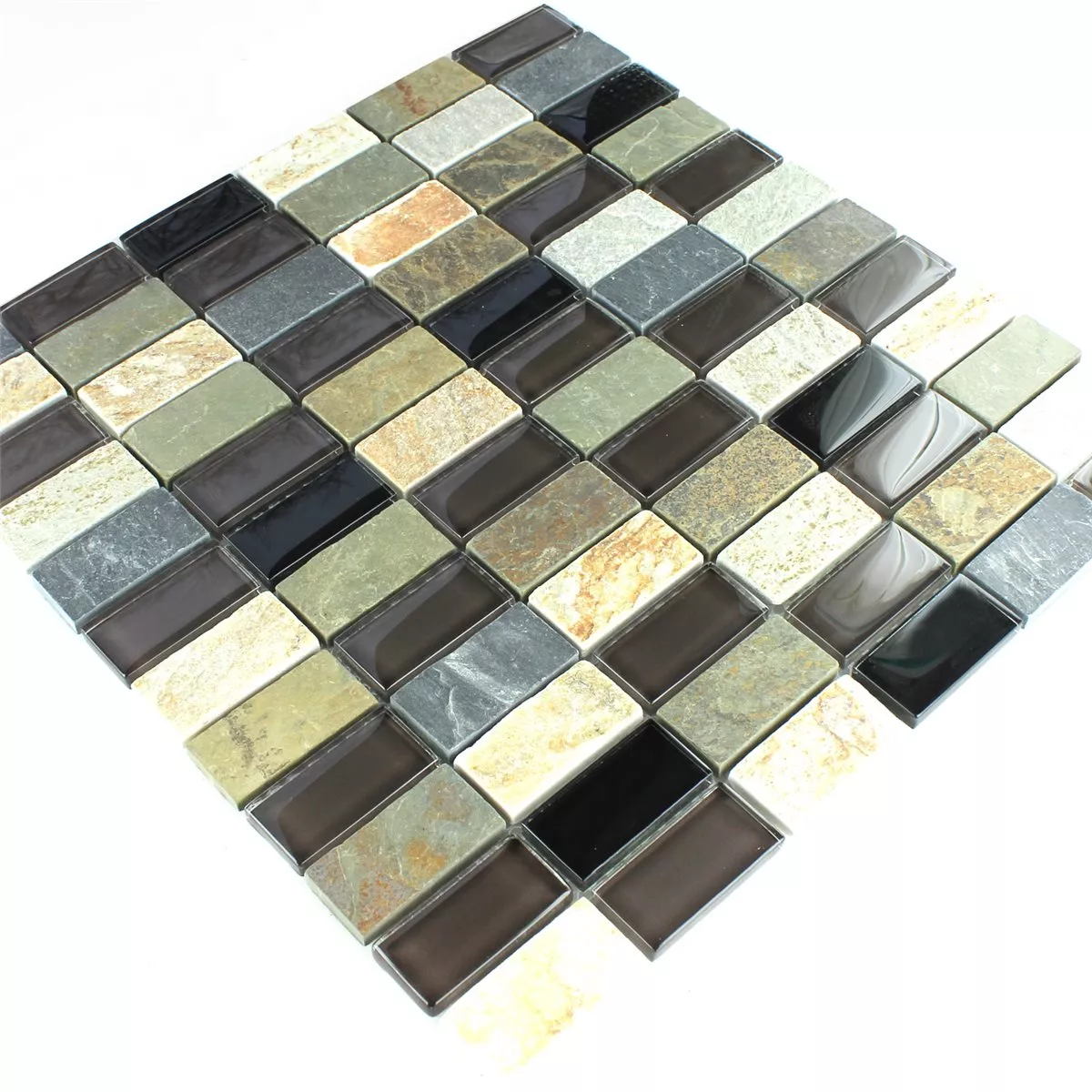 Mozaika Szkło Marmur Brązowy Mix 25x50x8mm