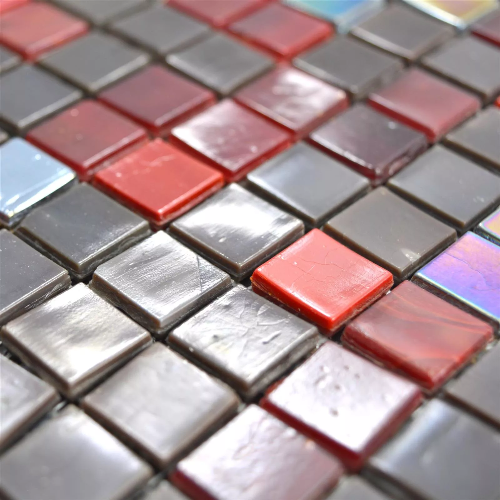 Próbka Szkło Mozaika Rexford Masa Perłowa Efekt Brązowy Czerwone