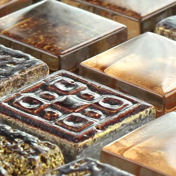 Próbka Mozaika Escimo Szkło Kamień Naturalny Mix Brązowy Złoto