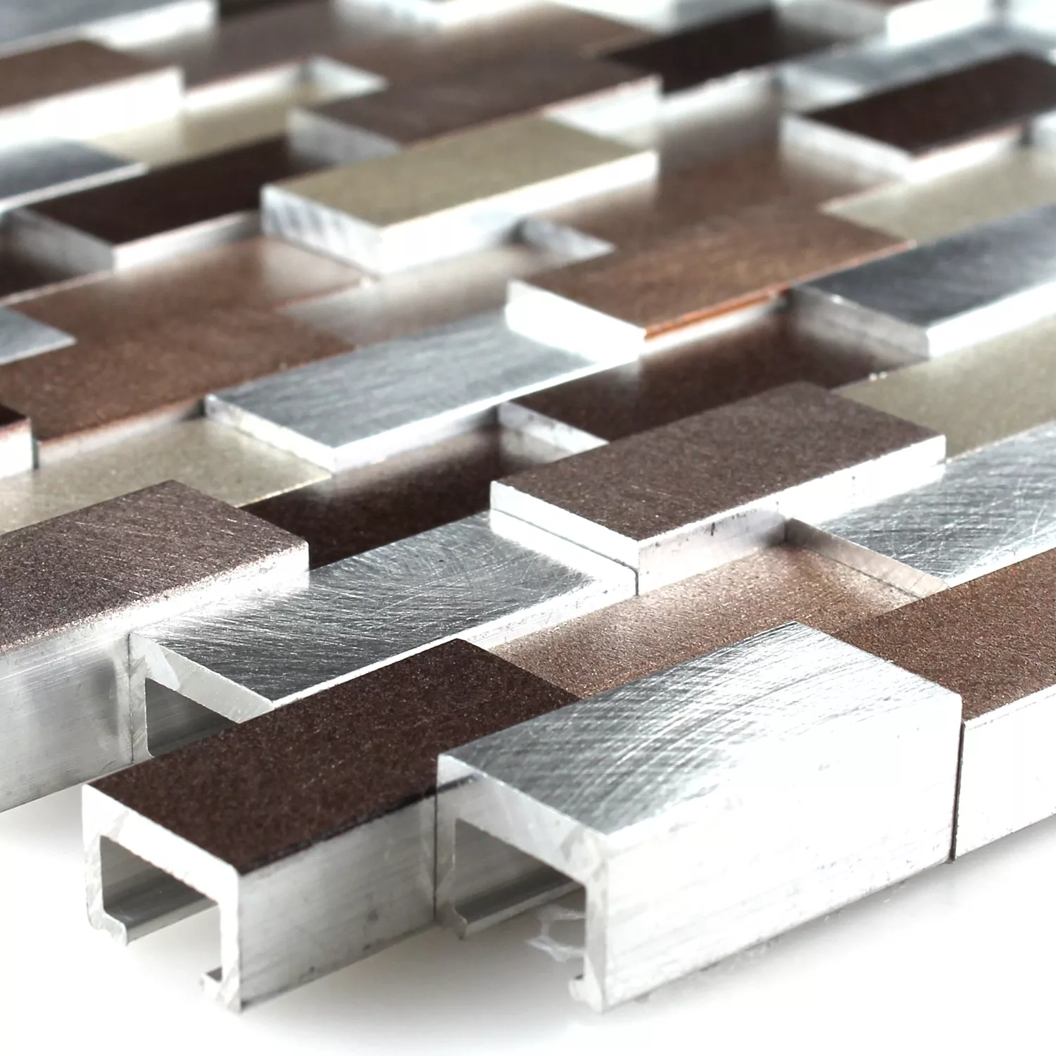 Mozaika Aluminium Metal Langley 3D Miedź Brązowy
