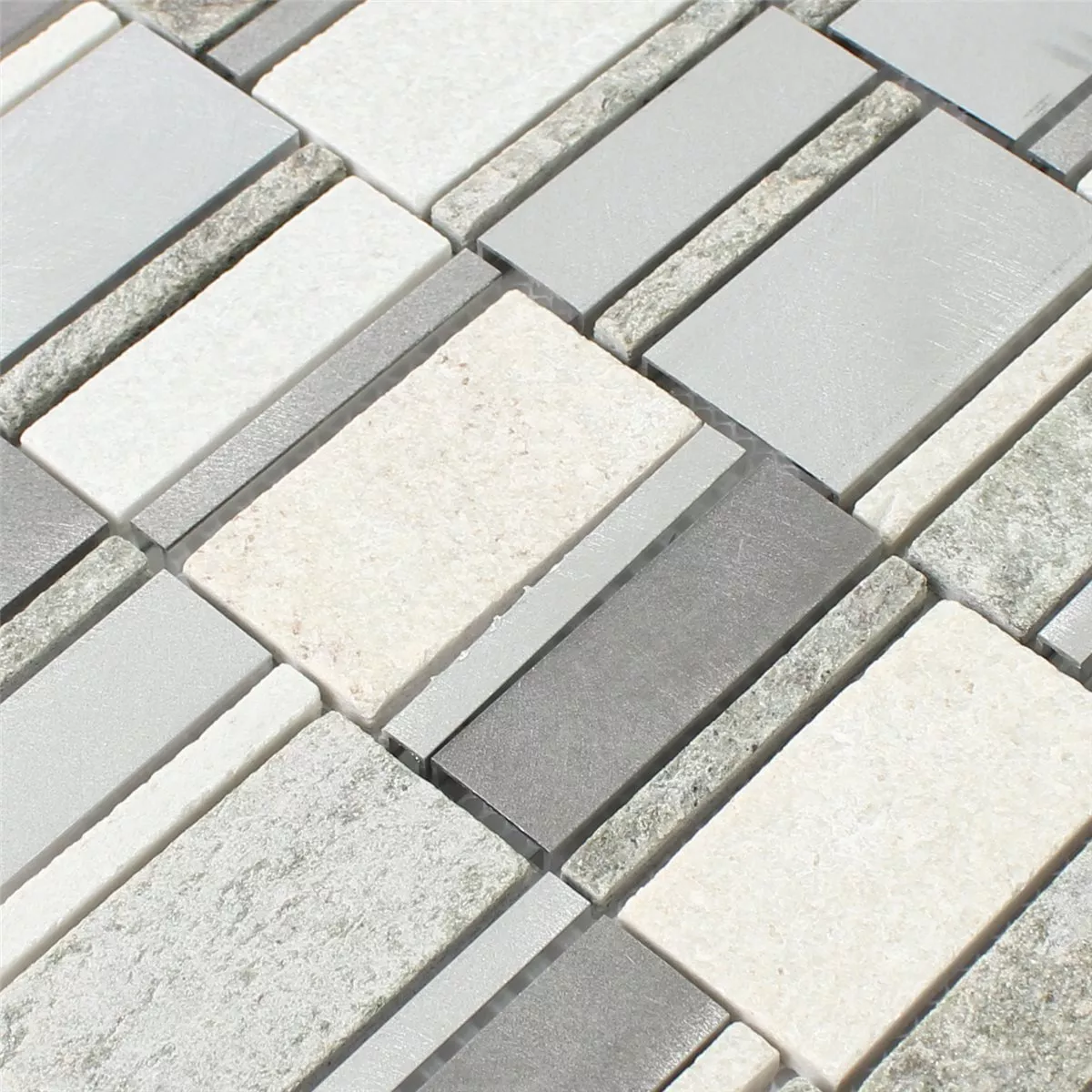 Mozaika Kwarcyt Aluminium Srebrny Mix