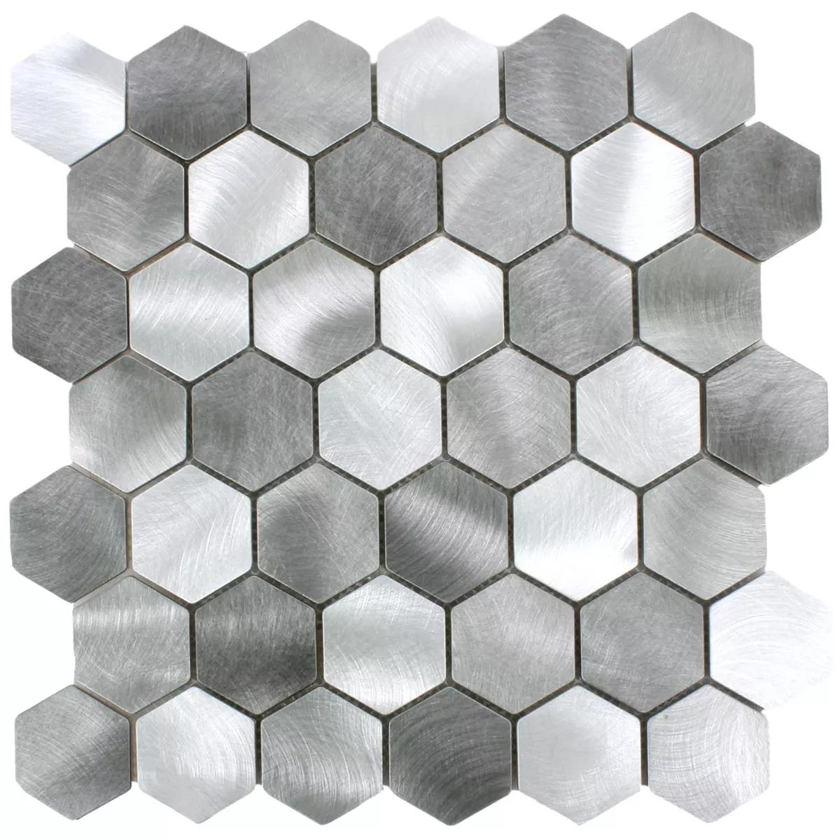 Próbka Mozaika Aluminium Manhatten Sześciokąt Szary Srebrny