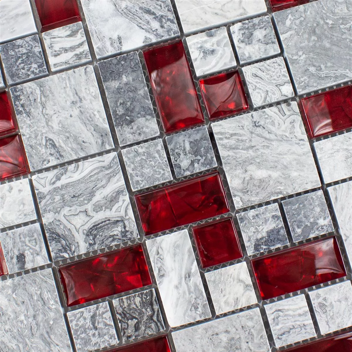 Szklana Mozaika Z Kamienia Naturalnego Płytki Szary Sinop Czerwone 2 Mix