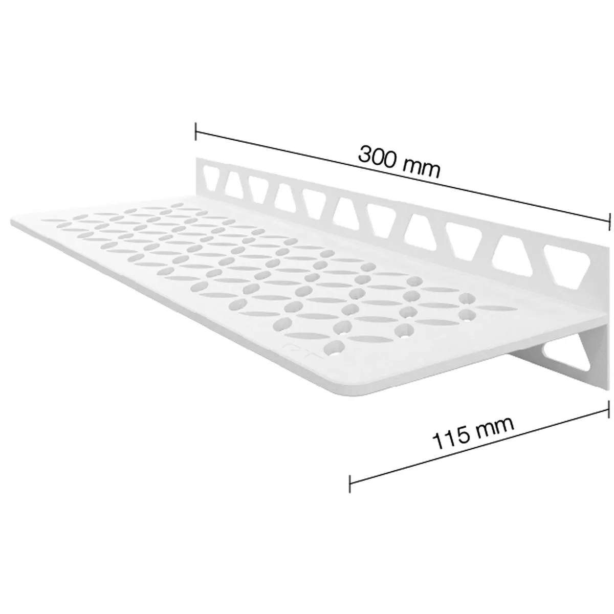 Półka prysznicowa półka ścienna Schlüter prostokąt 30x11,5cm kwiatowy biały