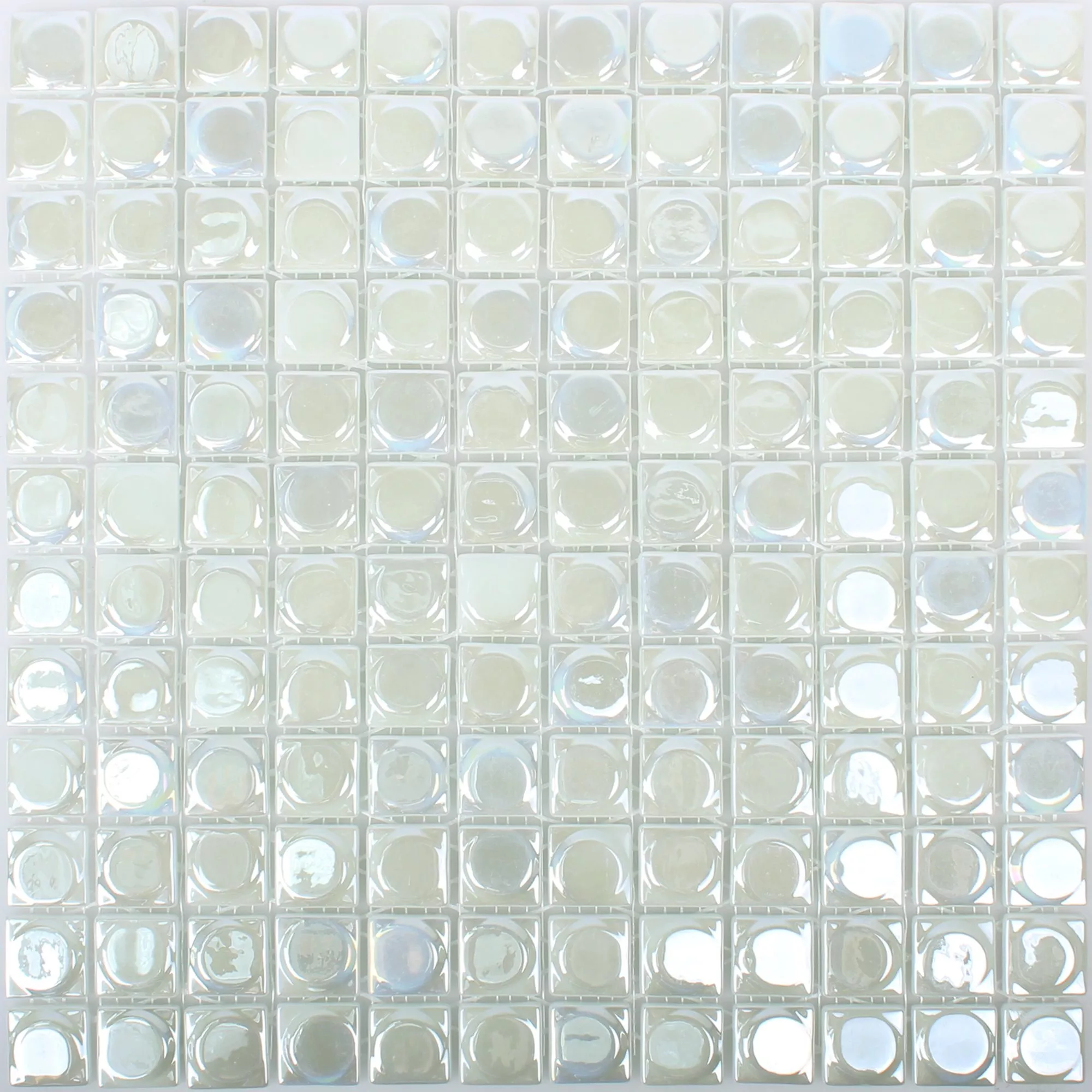Mozaika Szklana Płytki Accra Biały 3D Okrągły