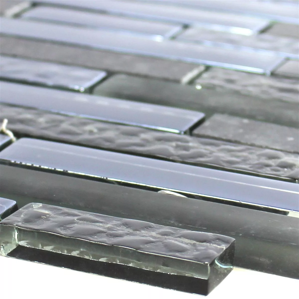 Szkło Kamień Stal Nierdzewna Mozaika Wilmont Czarny Srebrny