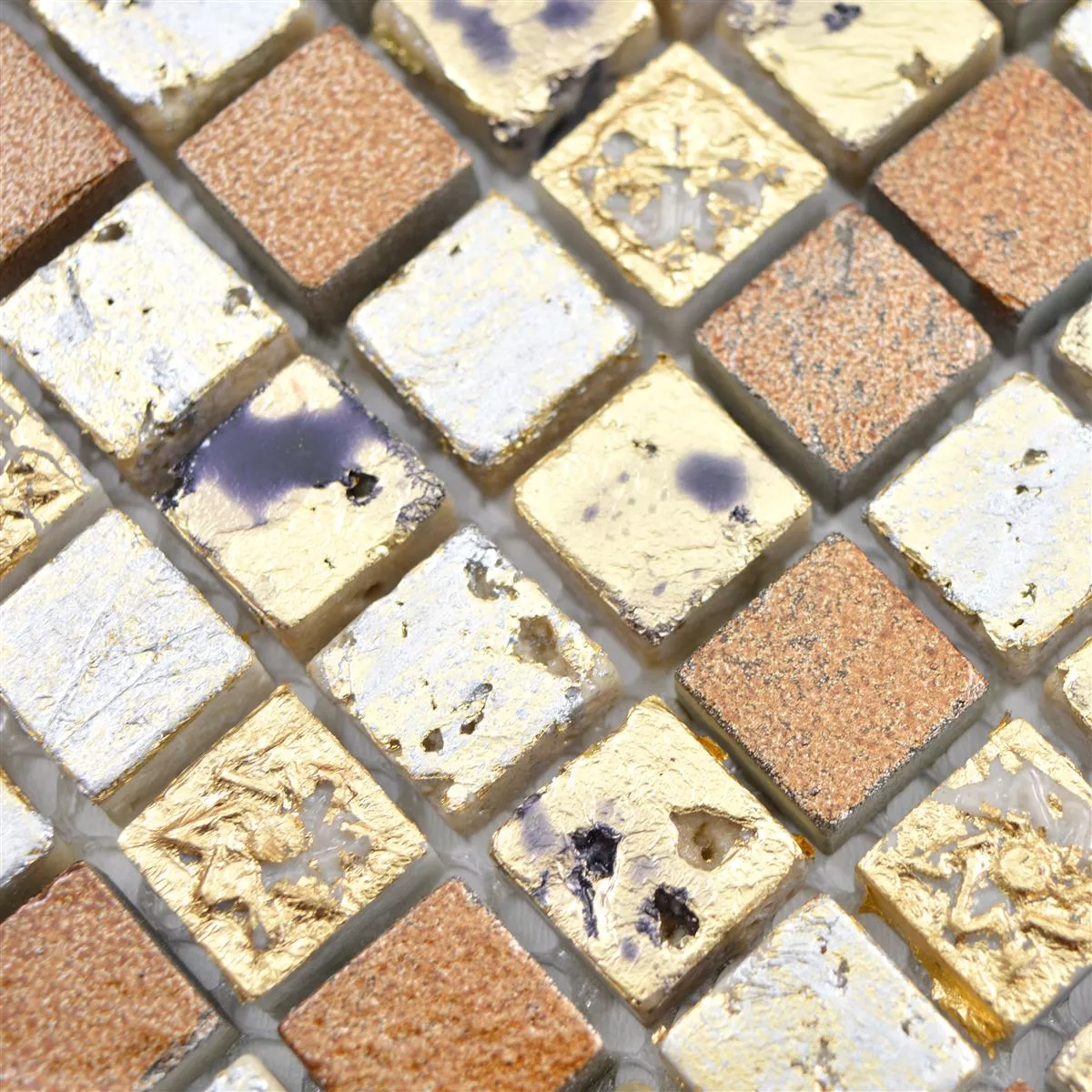 Próbka Kamień Naturalny Żywica Mozaika Lucky Złoto Brąz