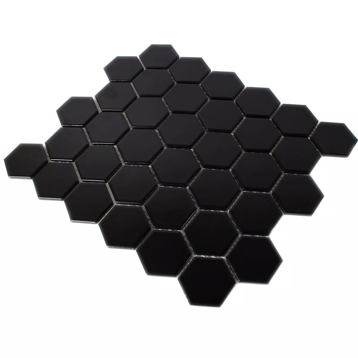 Próbka Mozaika Ceramika Sześciokąt Czarny Matowy H51