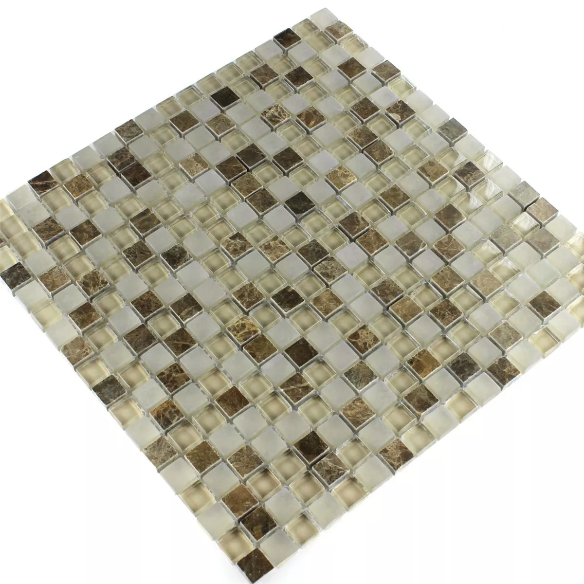 Mozaika Szkło Marmur Quebeck Brązowy 15x15x8mm