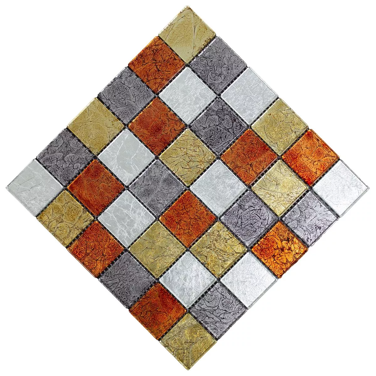 Mozaiki Szklana Płytki Curlew Czerwone Brązowy Srebrny Q48 4mm 