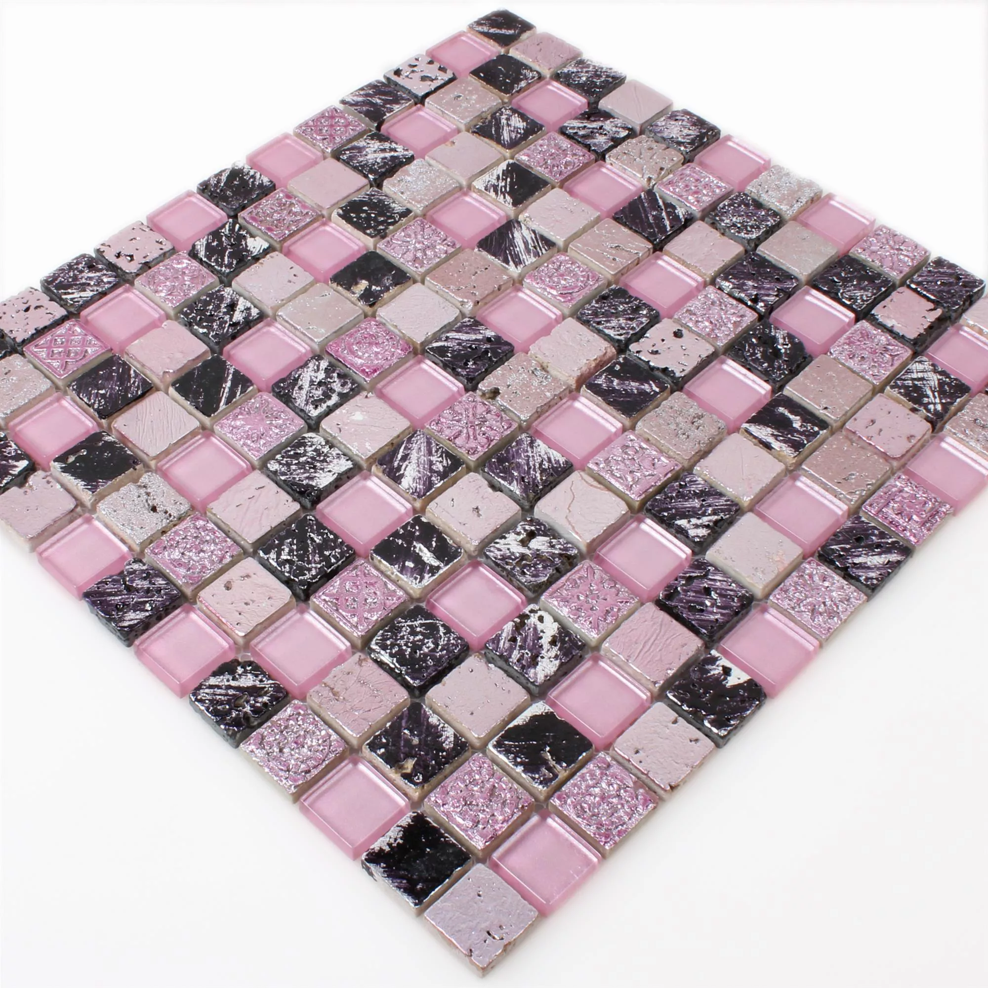 Mozaika Szkło Żywica Kamień Naturalny Różowy Mix