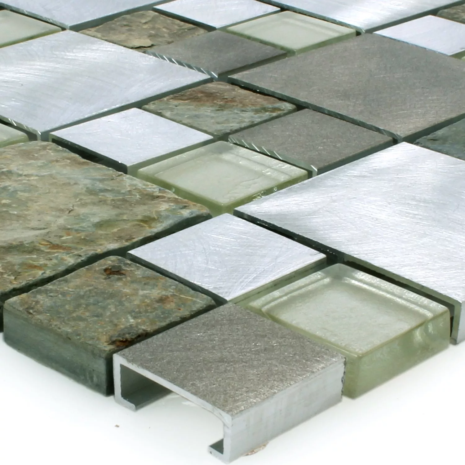 Próbka Mozaika Kamień Naturalny Szkło Aluminium Banzai